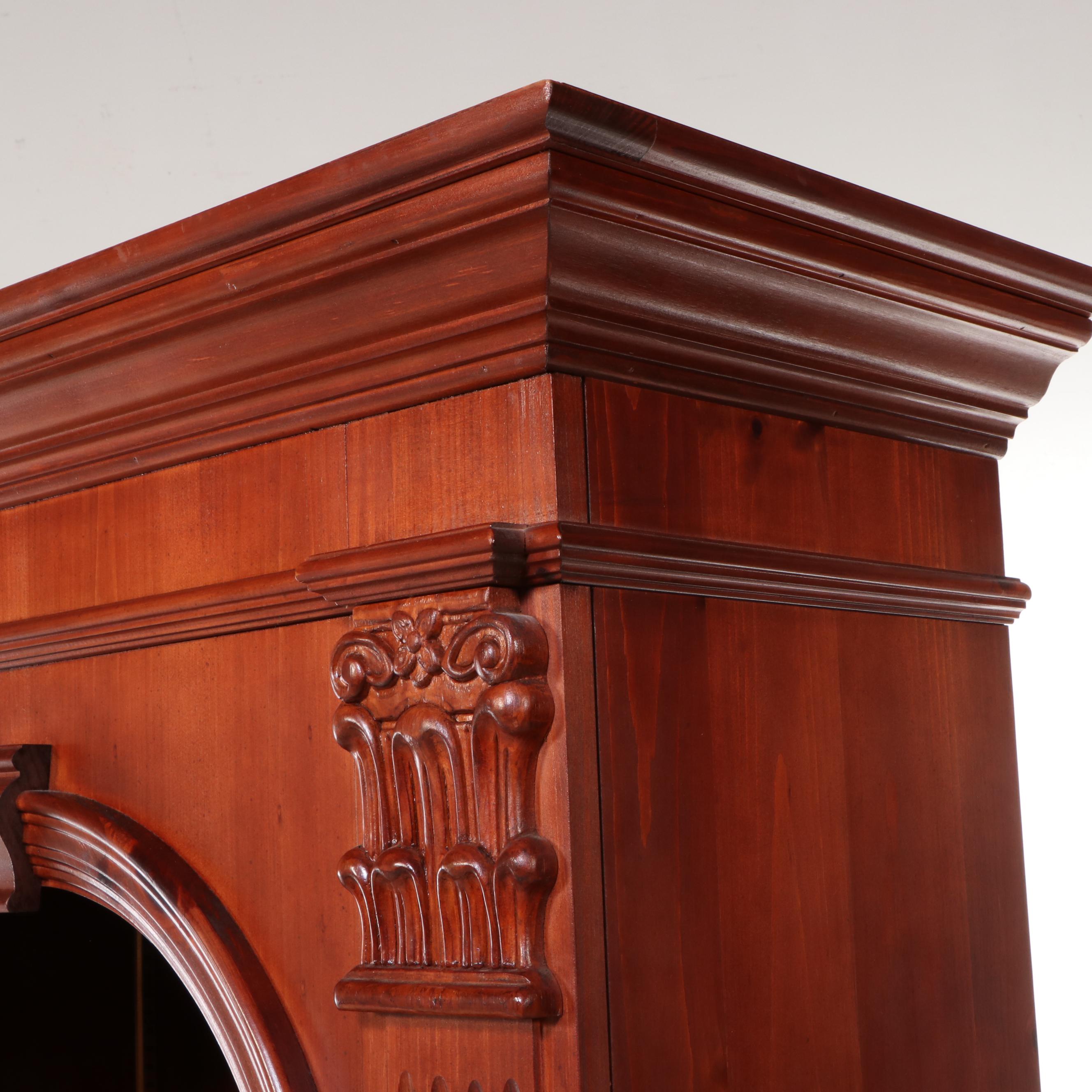 Pulaski Furniture Neoclassical Style Pine Cabinet Bookcase