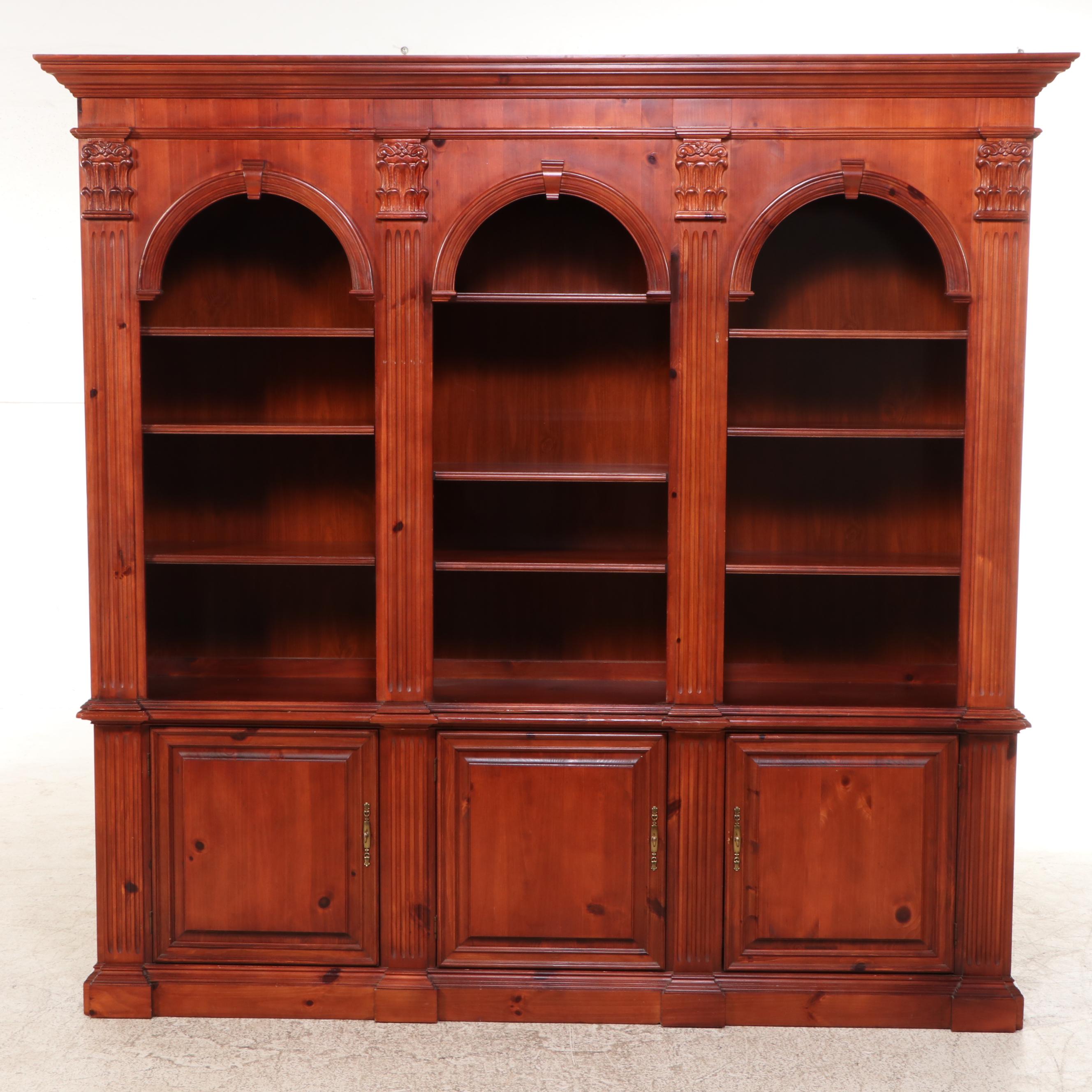 Pulaski Furniture Neoclassical Style Pine Cabinet Bookcase