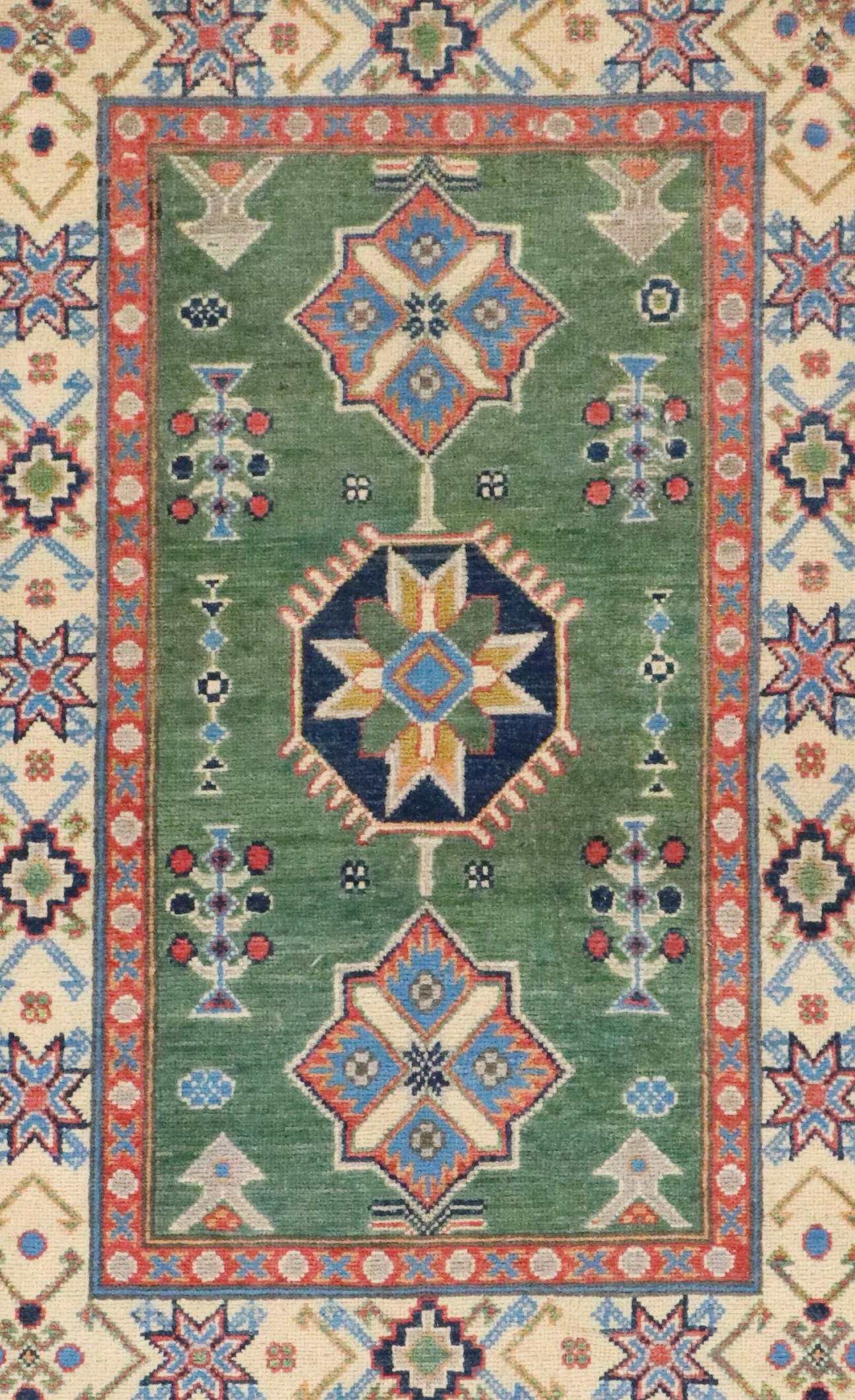 2'8 x 4'2 Hand-Knotted Pakistani Kazak Accent Rug