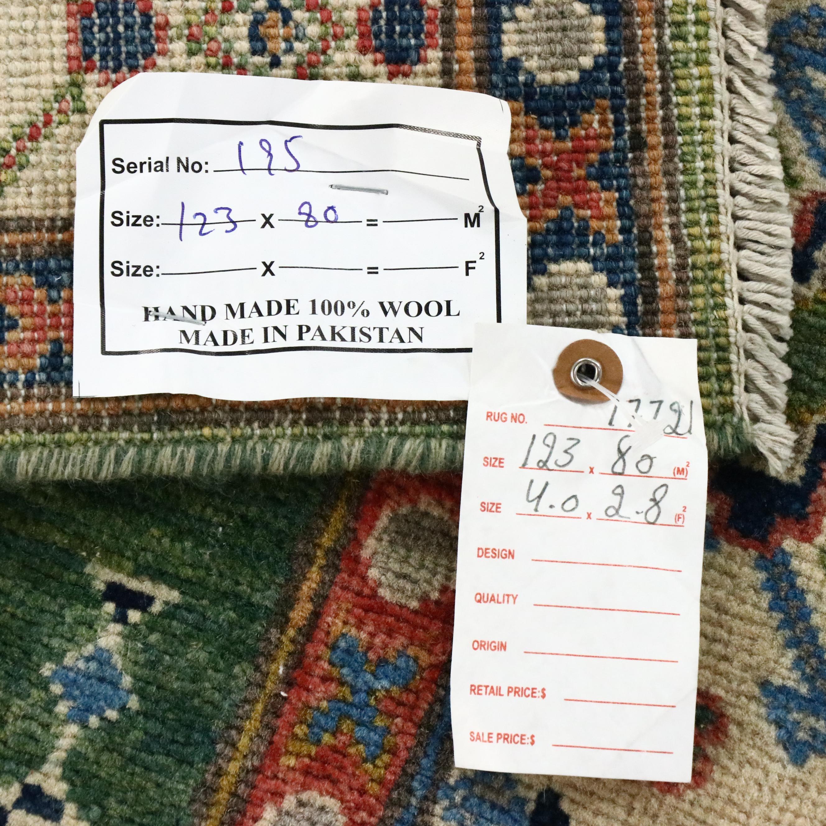 2'8 x 4'2 Hand-Knotted Pakistani Kazak Accent Rug