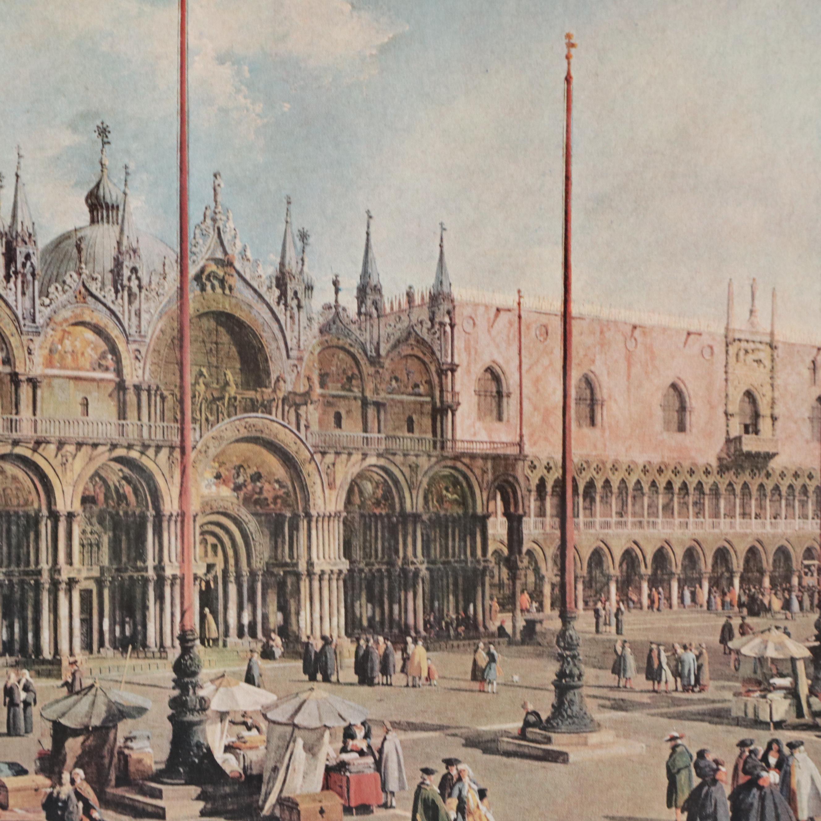 Hand-Colored Lithograph Hot Air Balloon and Offset Lithograph Venice Scene