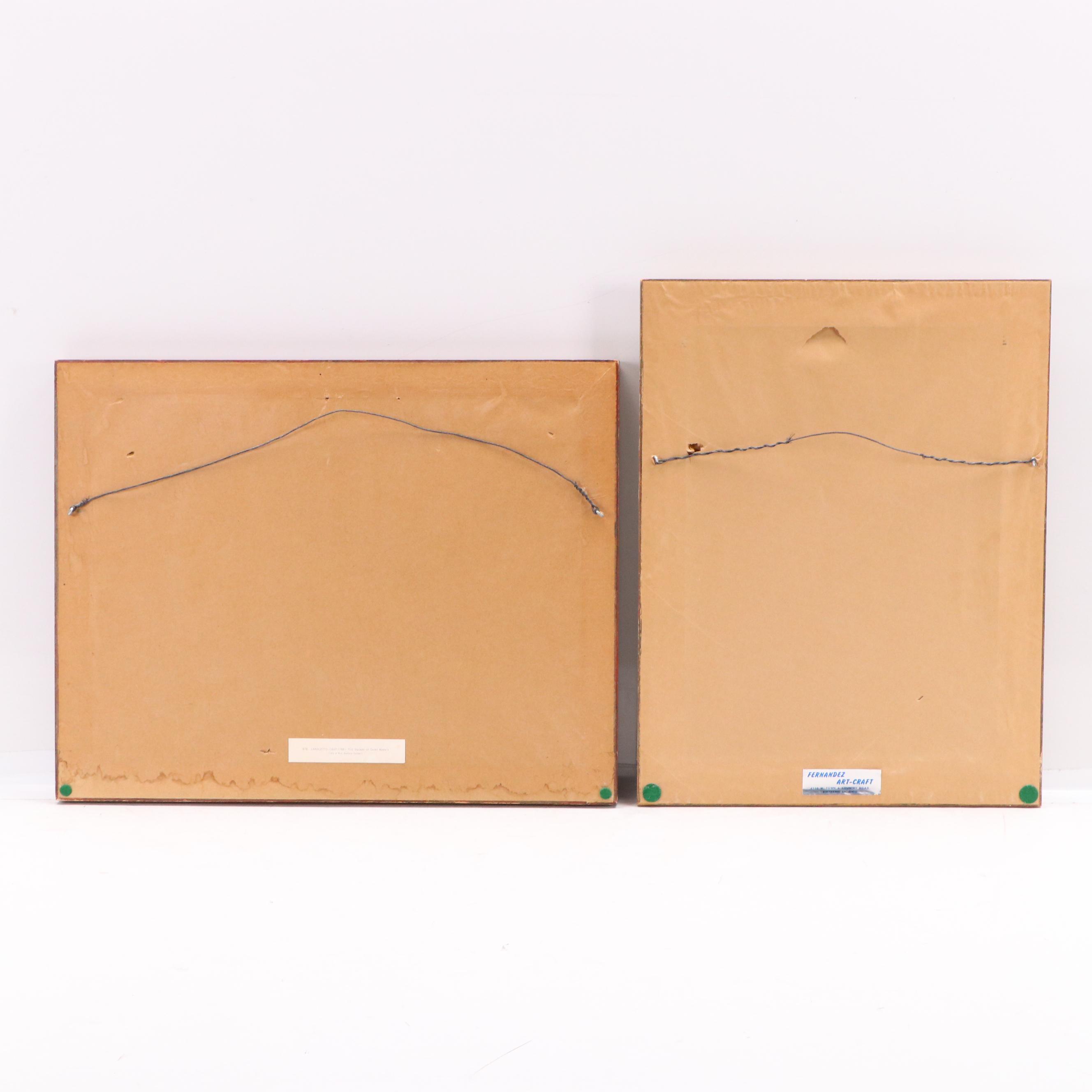 Hand-Colored Lithograph Hot Air Balloon and Offset Lithograph Venice Scene