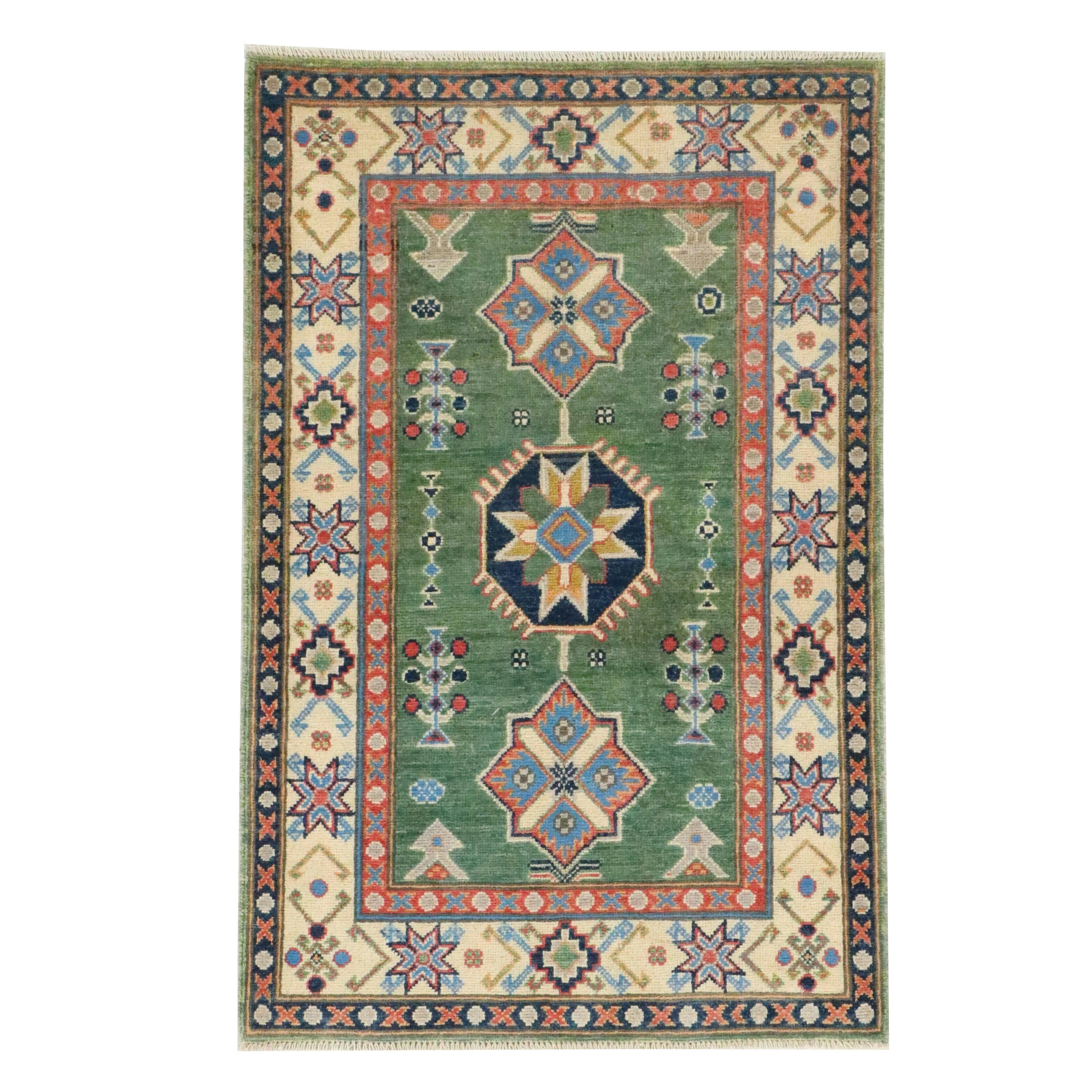 2'8 x 4'2 Hand-Knotted Pakistani Kazak Accent Rug