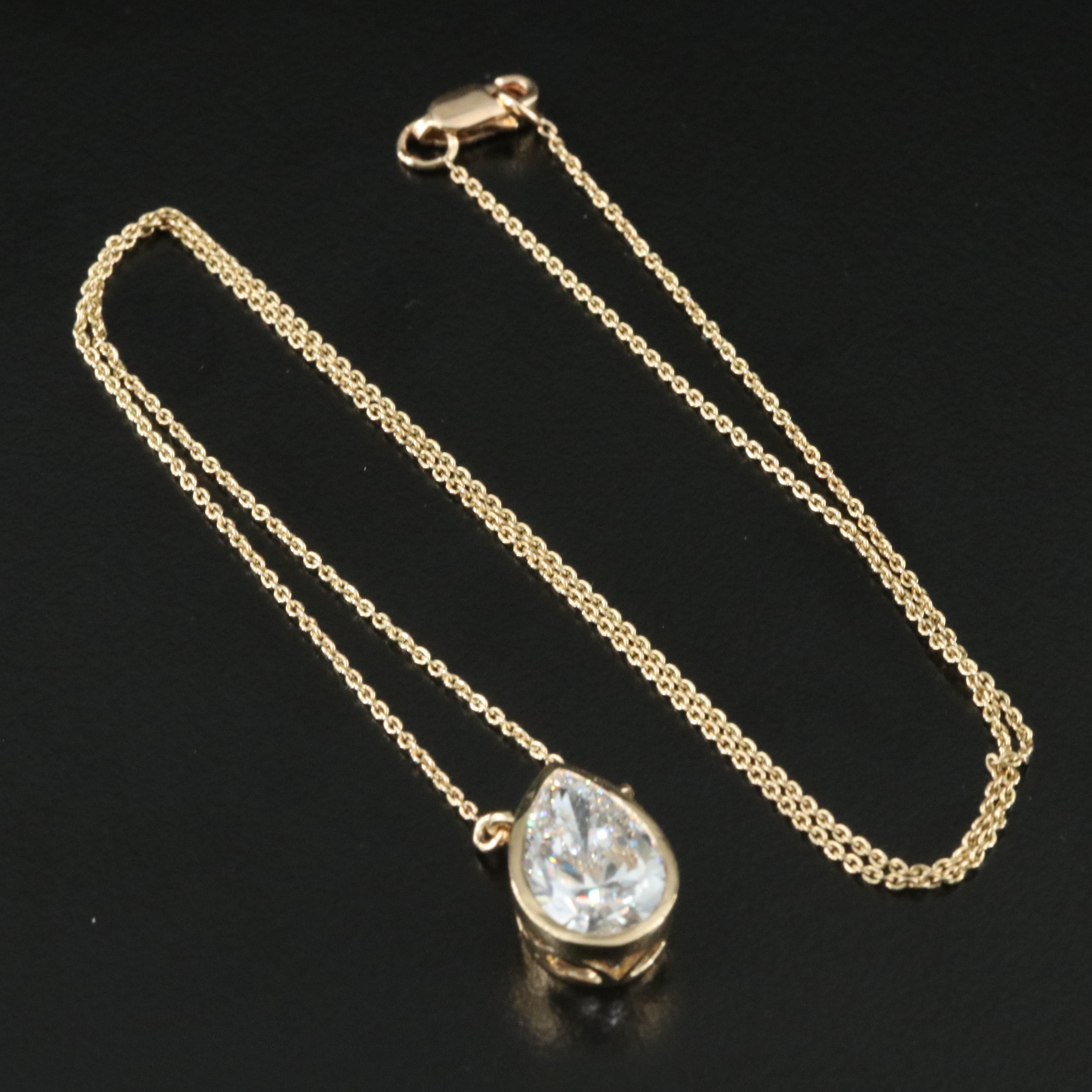 18K 3.02 CT Lab Grown Diamond Solitaire Pendant Necklace with IGI Report