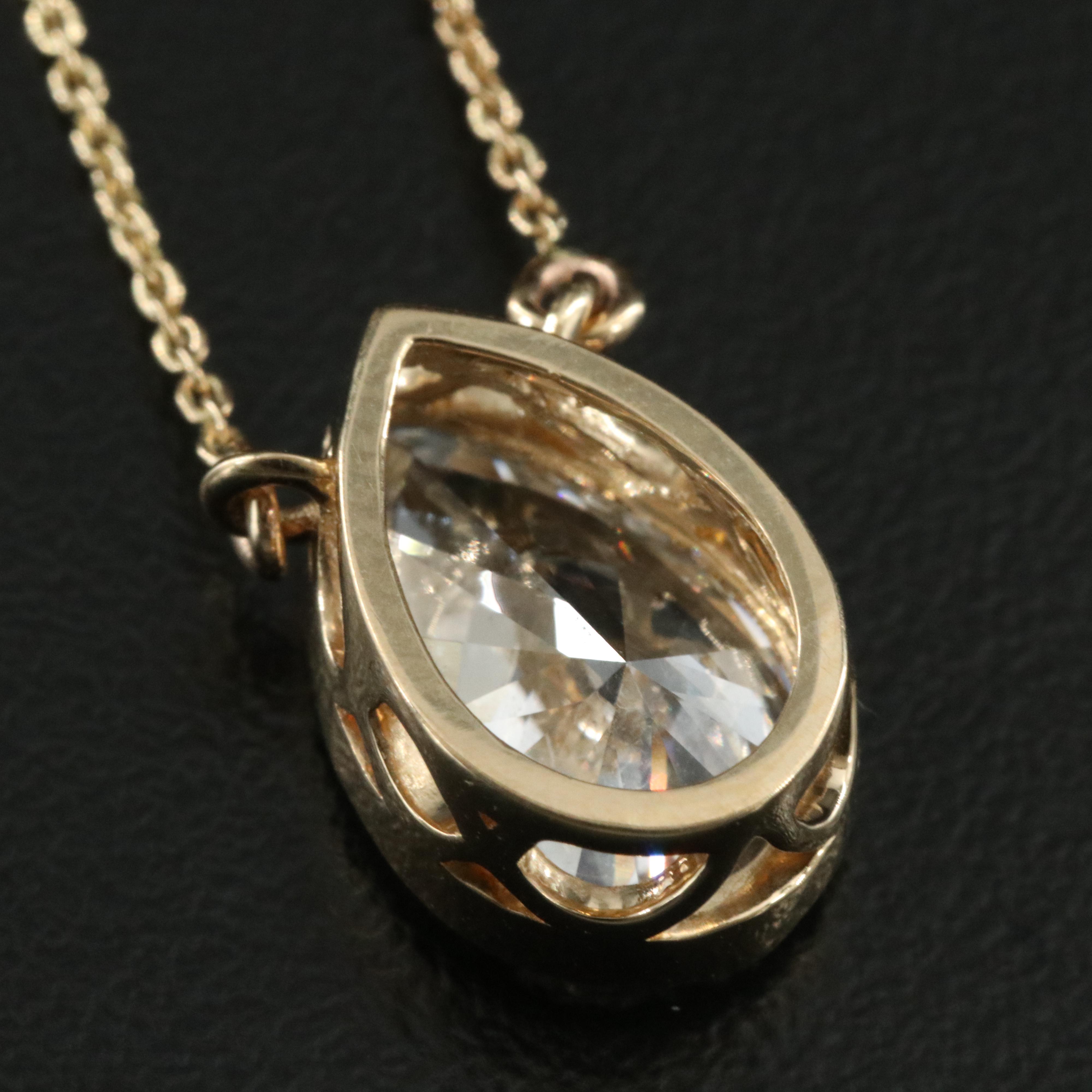 18K 3.02 CT Lab Grown Diamond Solitaire Pendant Necklace with IGI Report