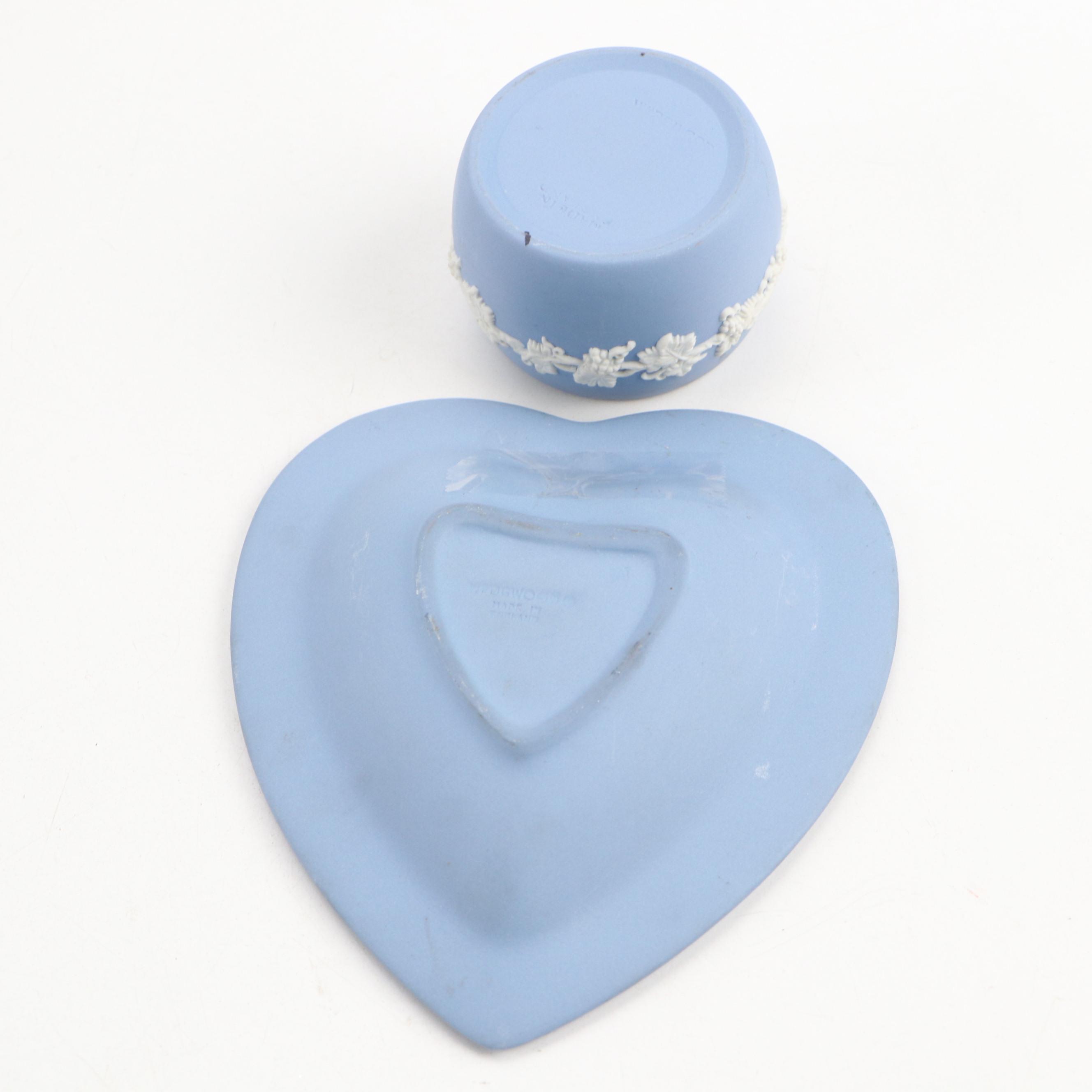 Wedgwood Jasperware Lidded Box, Dishes with Queen's Ware Vase and More