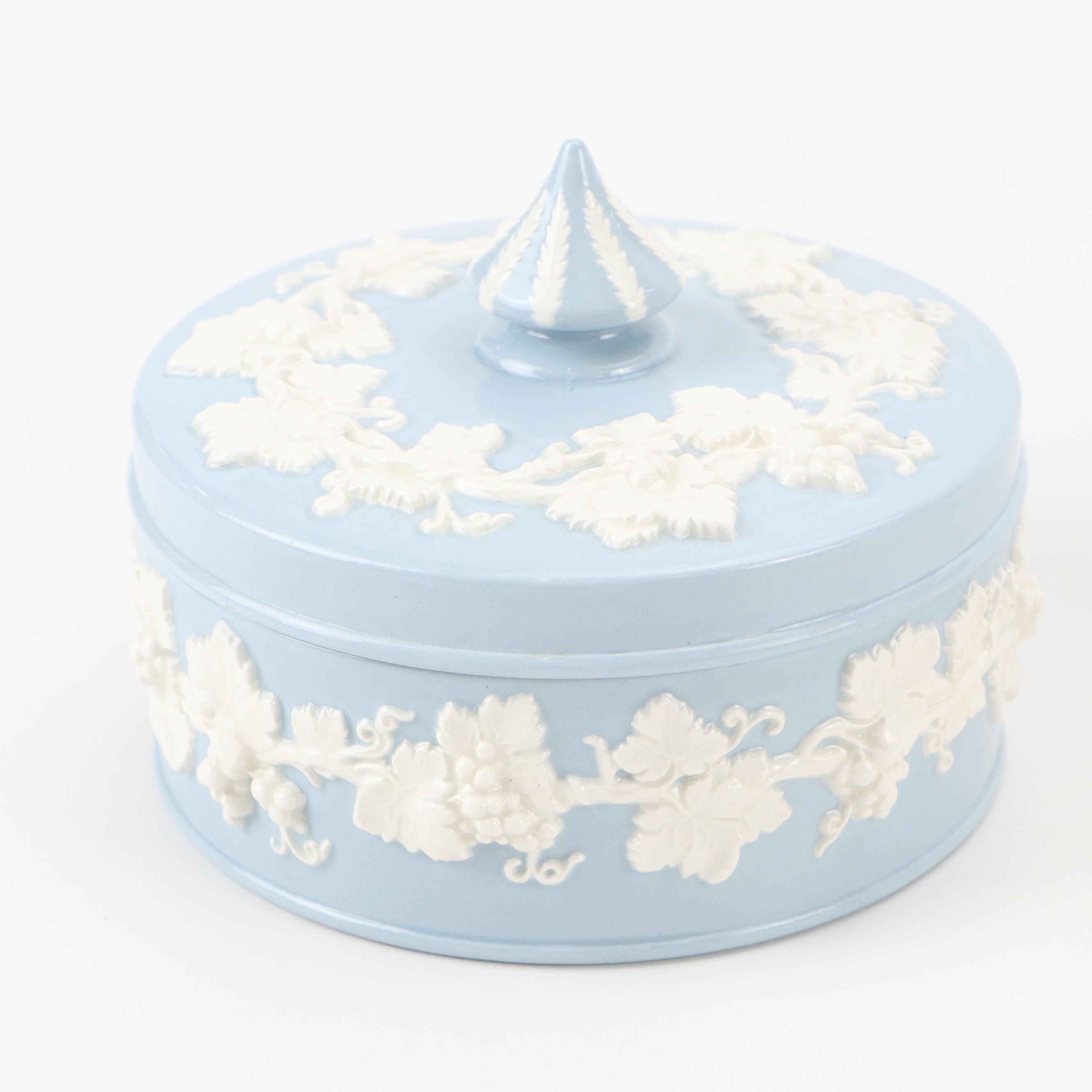 Wedgwood Jasperware Lidded Box, Dishes with Queen's Ware Vase and More