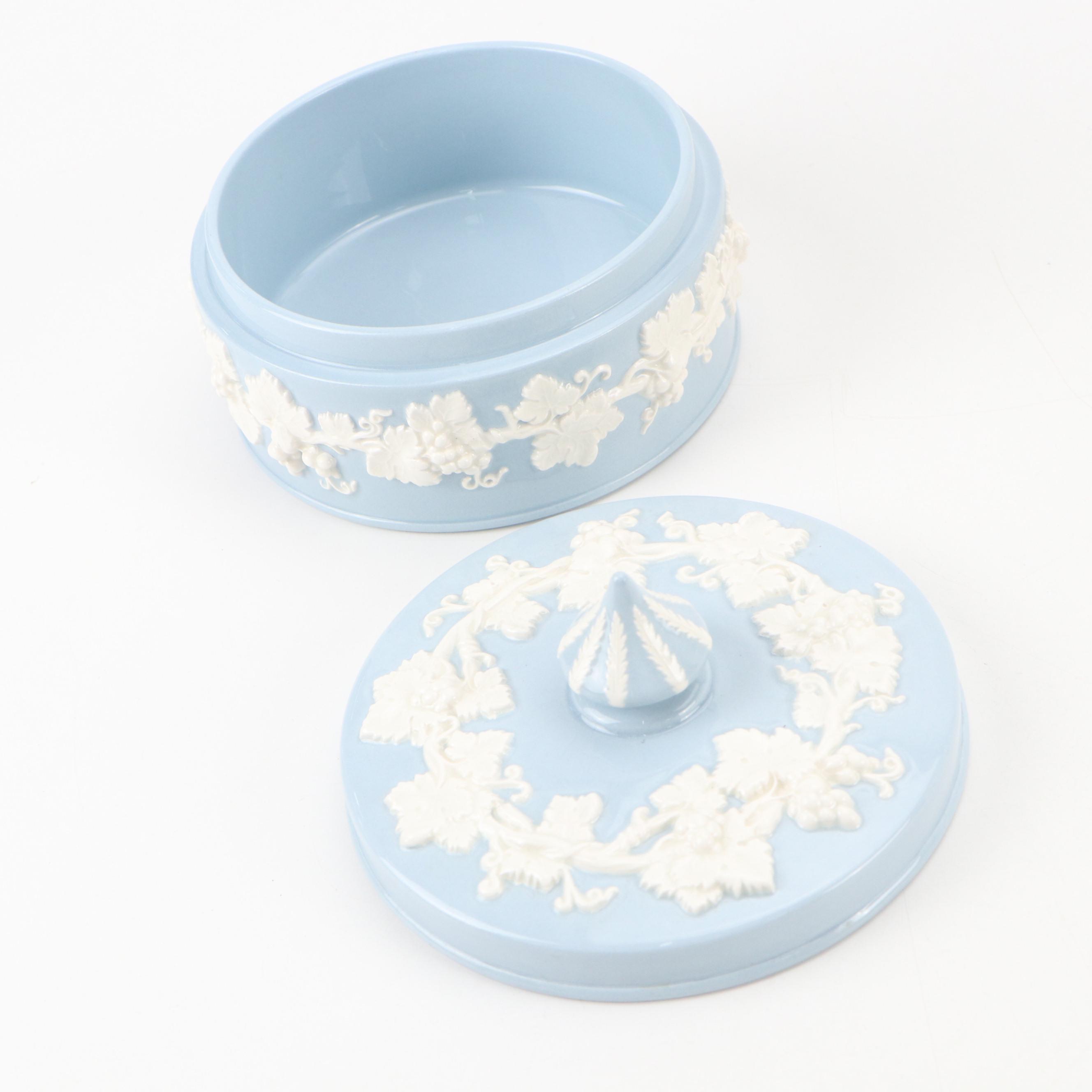 Wedgwood Jasperware Lidded Box, Dishes with Queen's Ware Vase and More