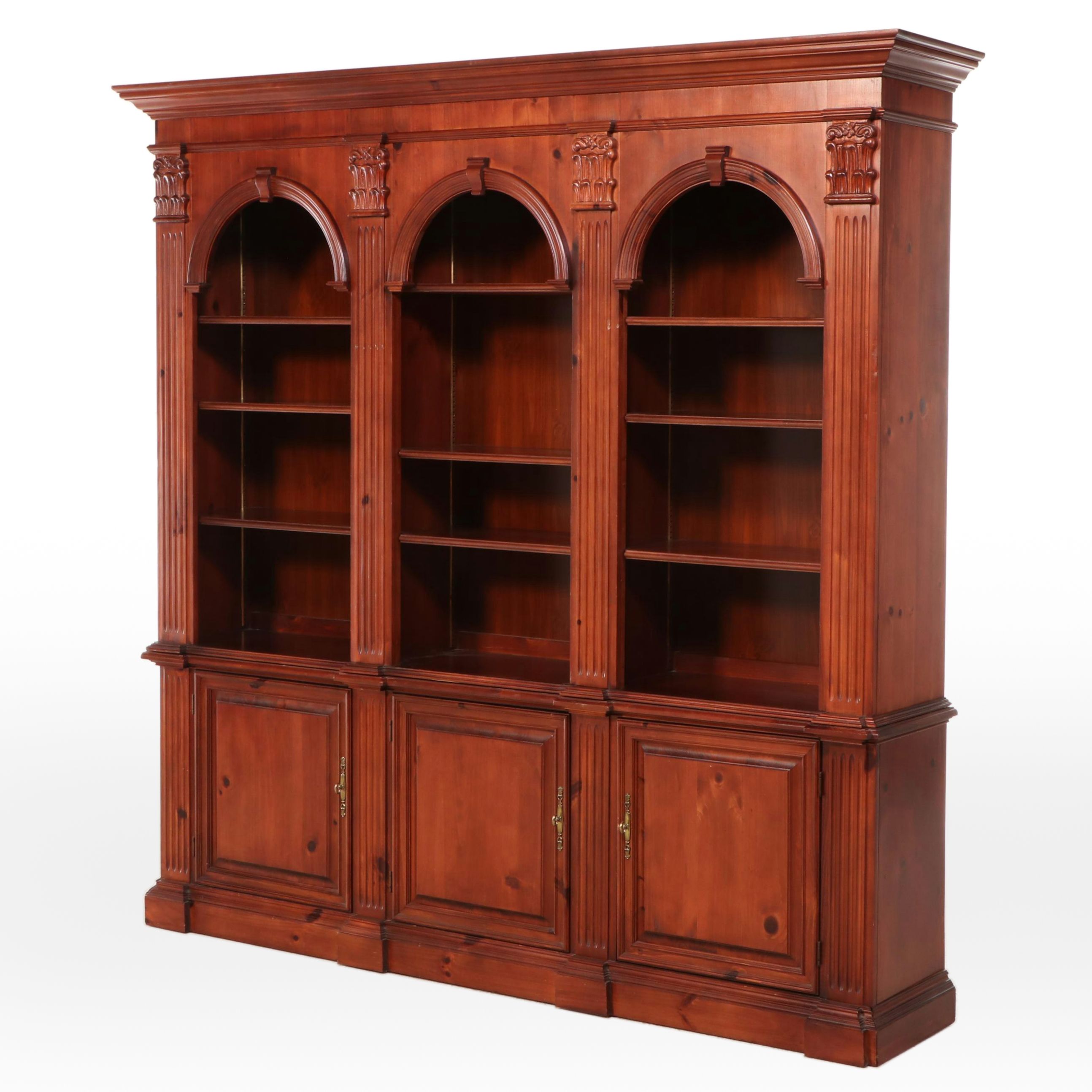 Pulaski Furniture Neoclassical Style Pine Cabinet Bookcase