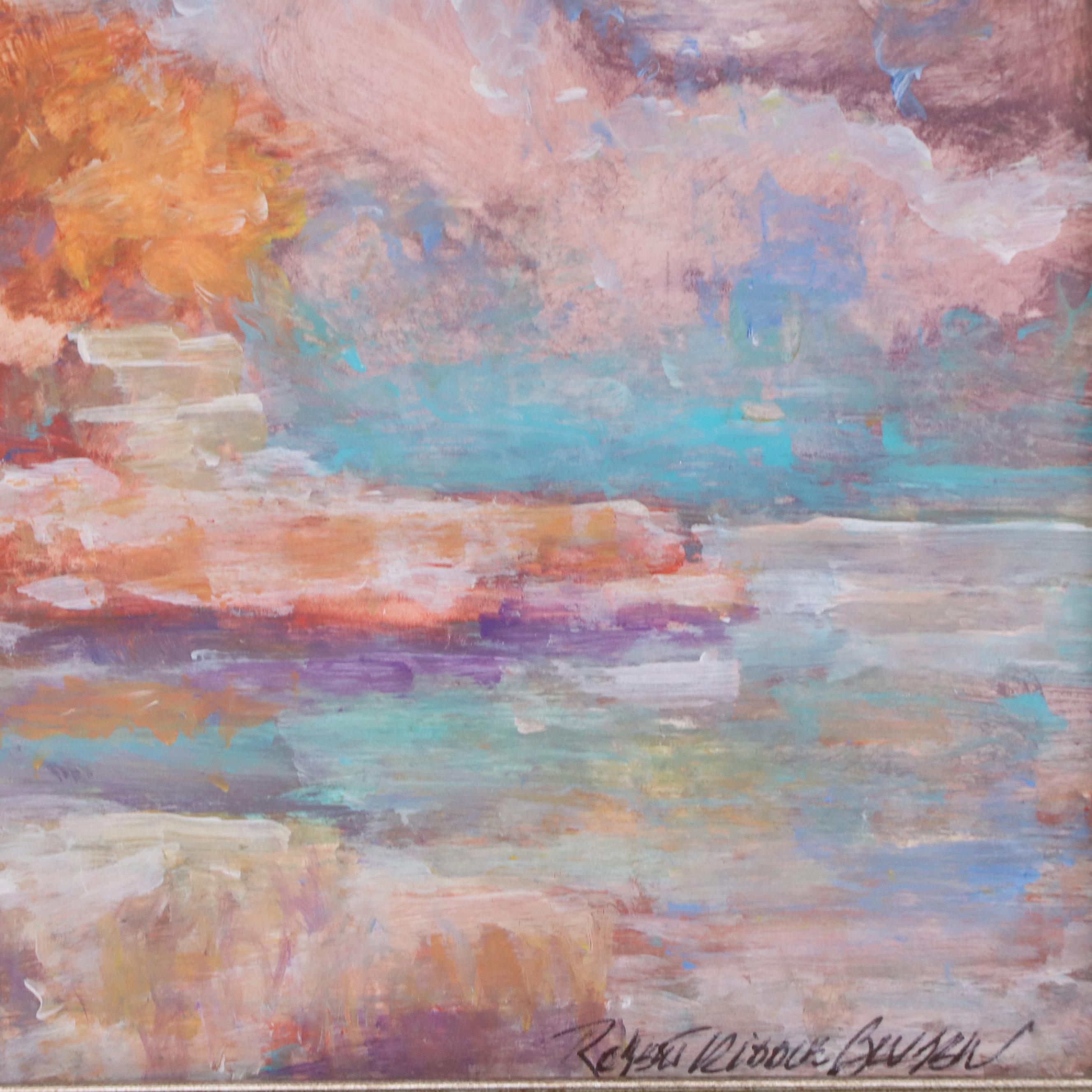 Robert Riddle-Baker Landscape Acrylic Painting "Rocks at the Shore," 2025