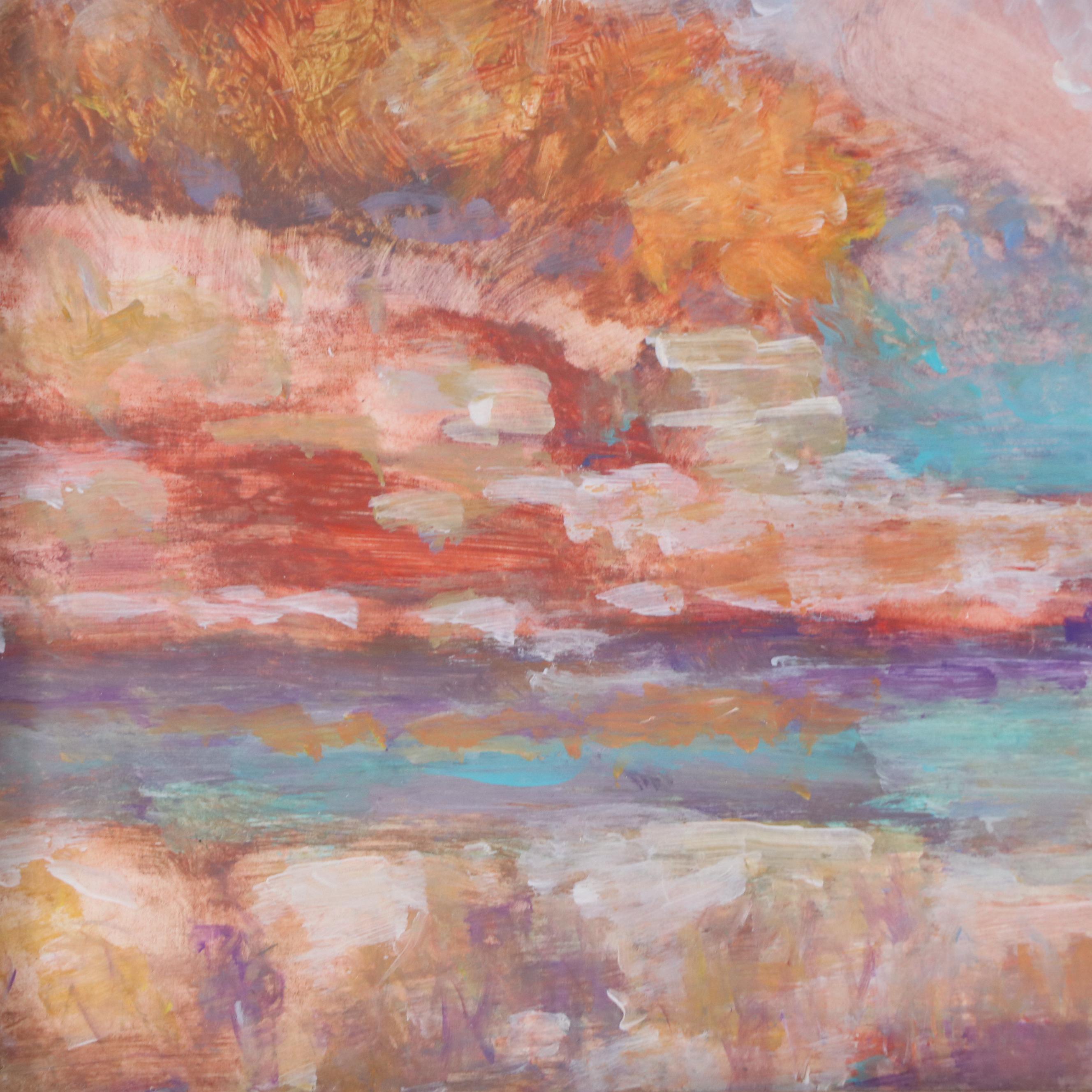 Robert Riddle-Baker Landscape Acrylic Painting "Rocks at the Shore," 2025