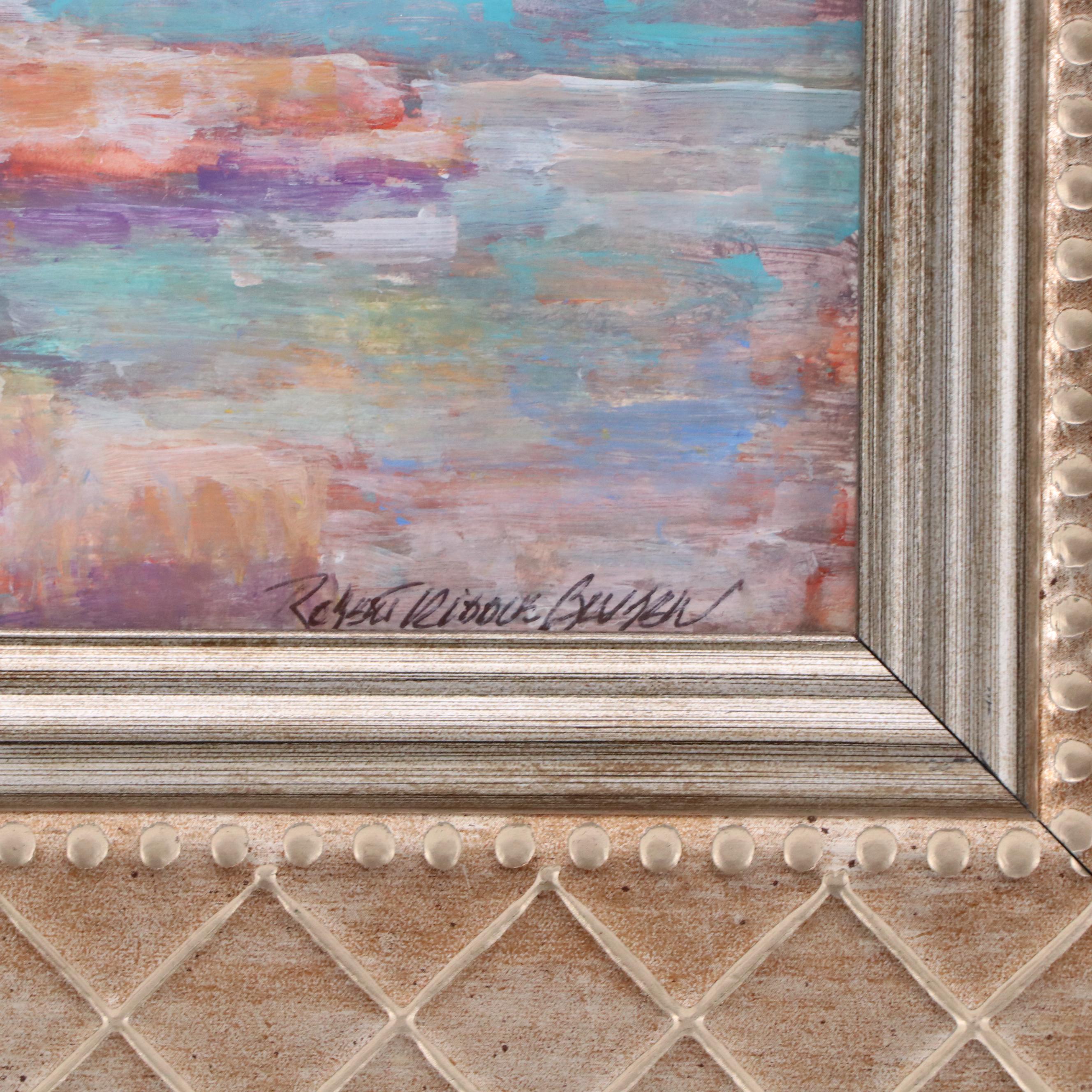 Robert Riddle-Baker Landscape Acrylic Painting "Rocks at the Shore," 2025