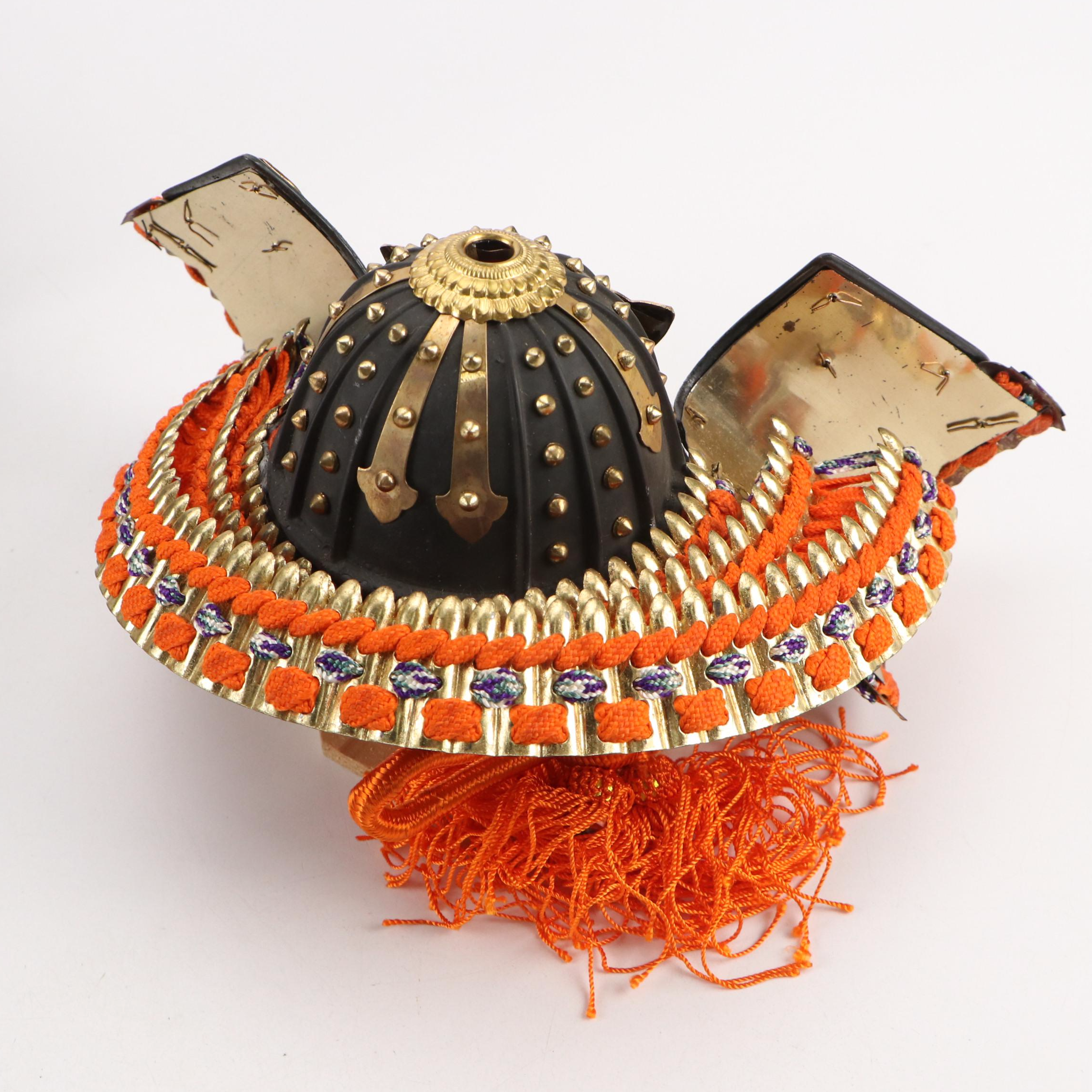 Japanese Miniature Samurai Kabuto with Lacquered Box