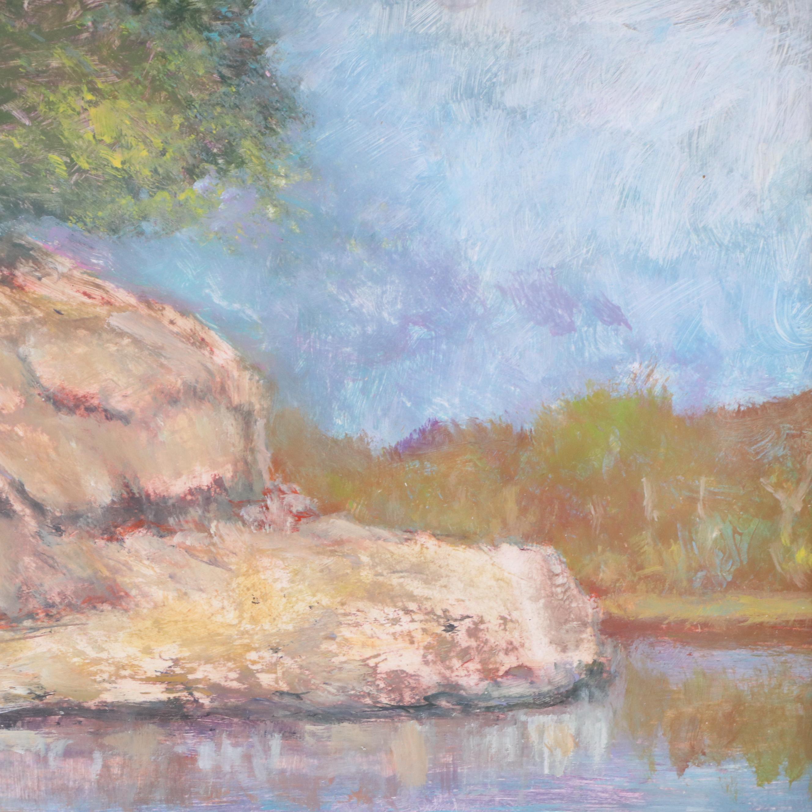 Robert Riddle Baker Landscape Acrylic Painting "Stone Landing," 2025