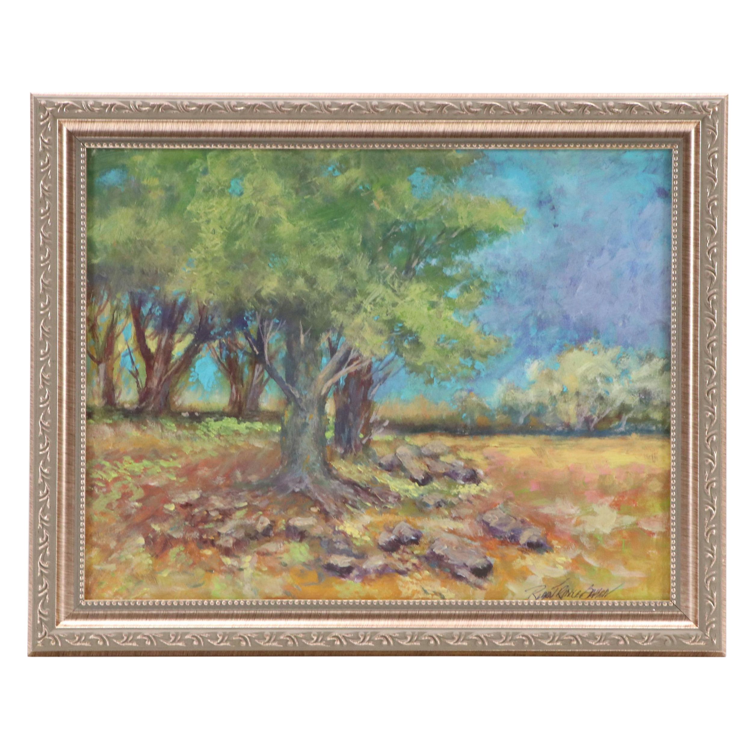 Robert Riddle Baker Landscape Acrylic Painting "Spring Sunshine," 2025
