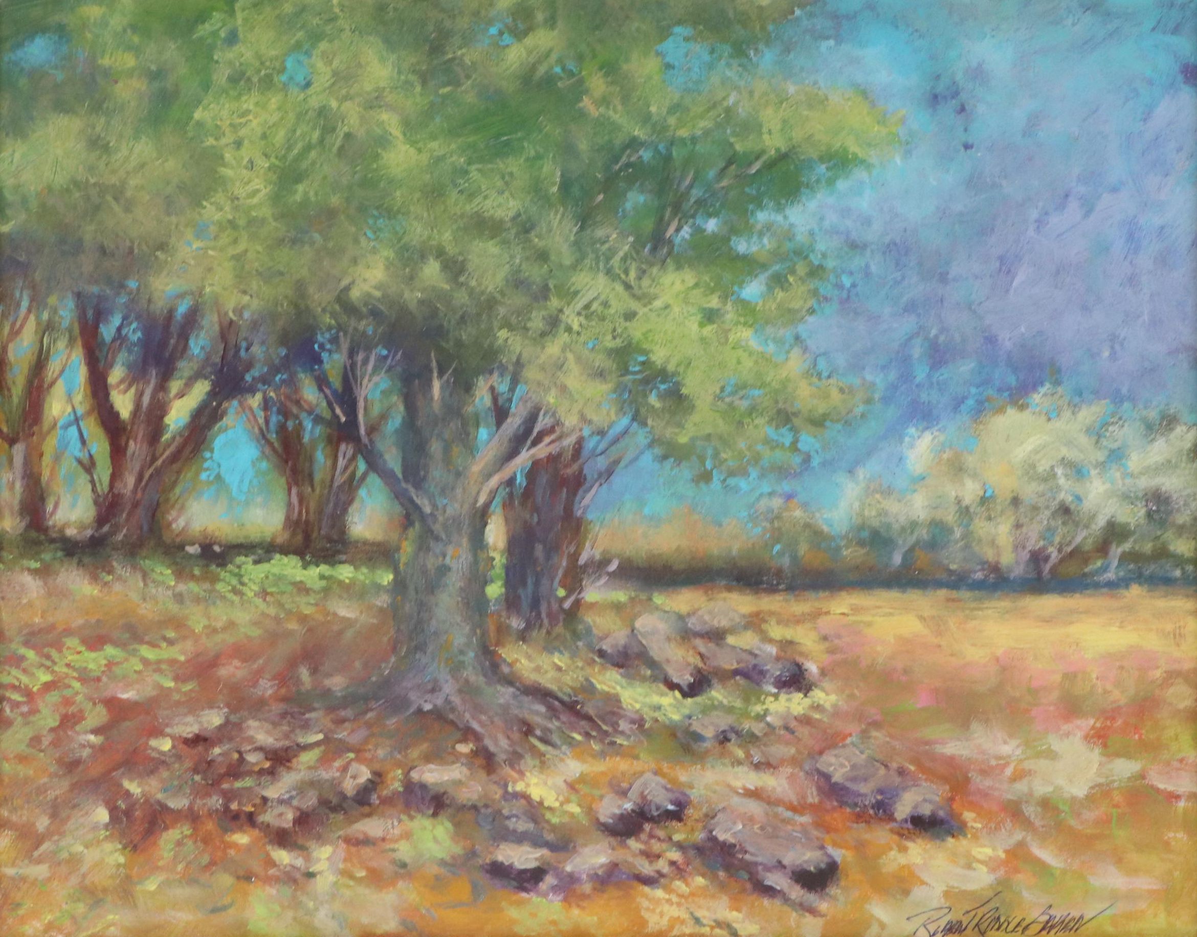 Robert Riddle Baker Landscape Acrylic Painting "Spring Sunshine," 2025