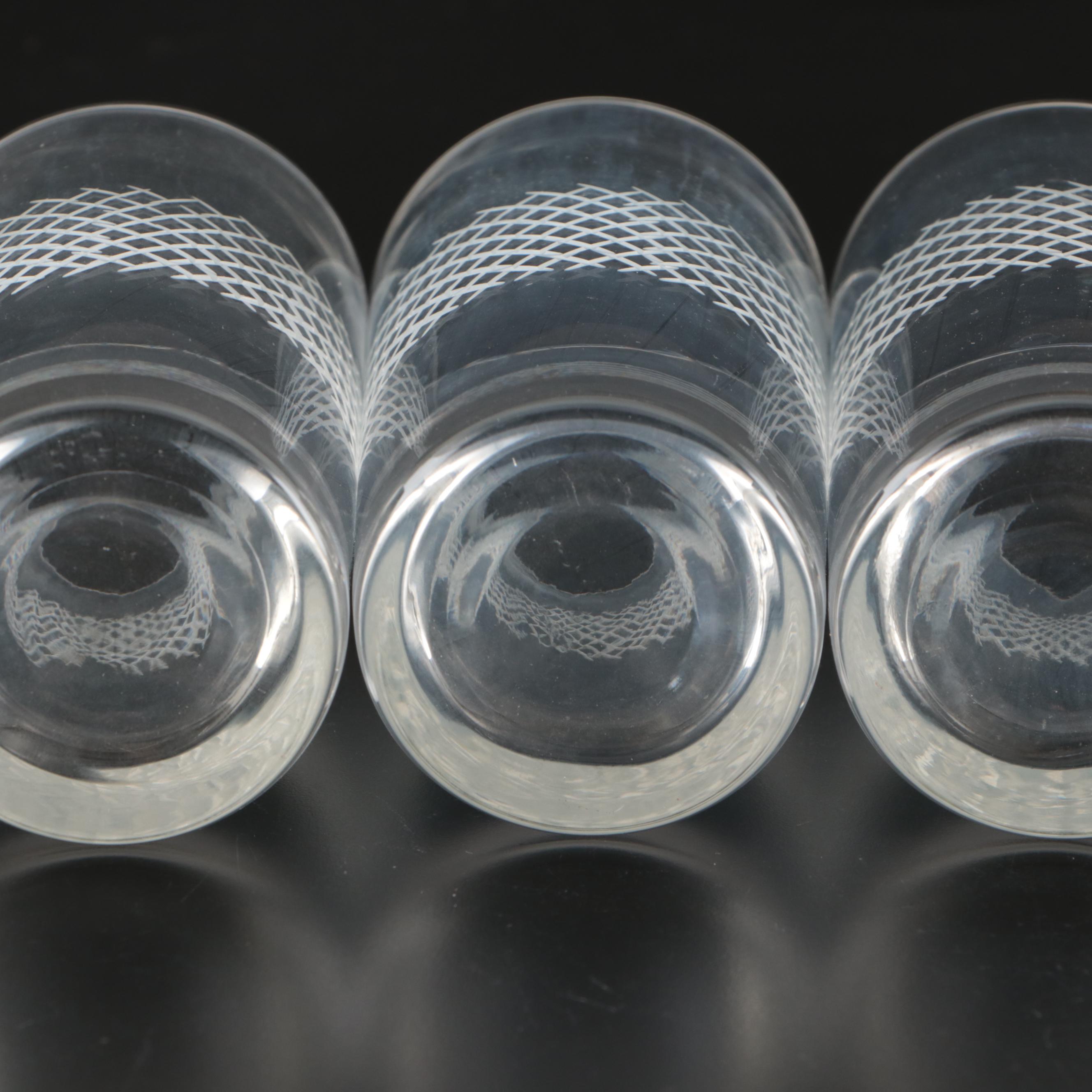 Etched Glass Tumblers, Mid to Late 20th Century