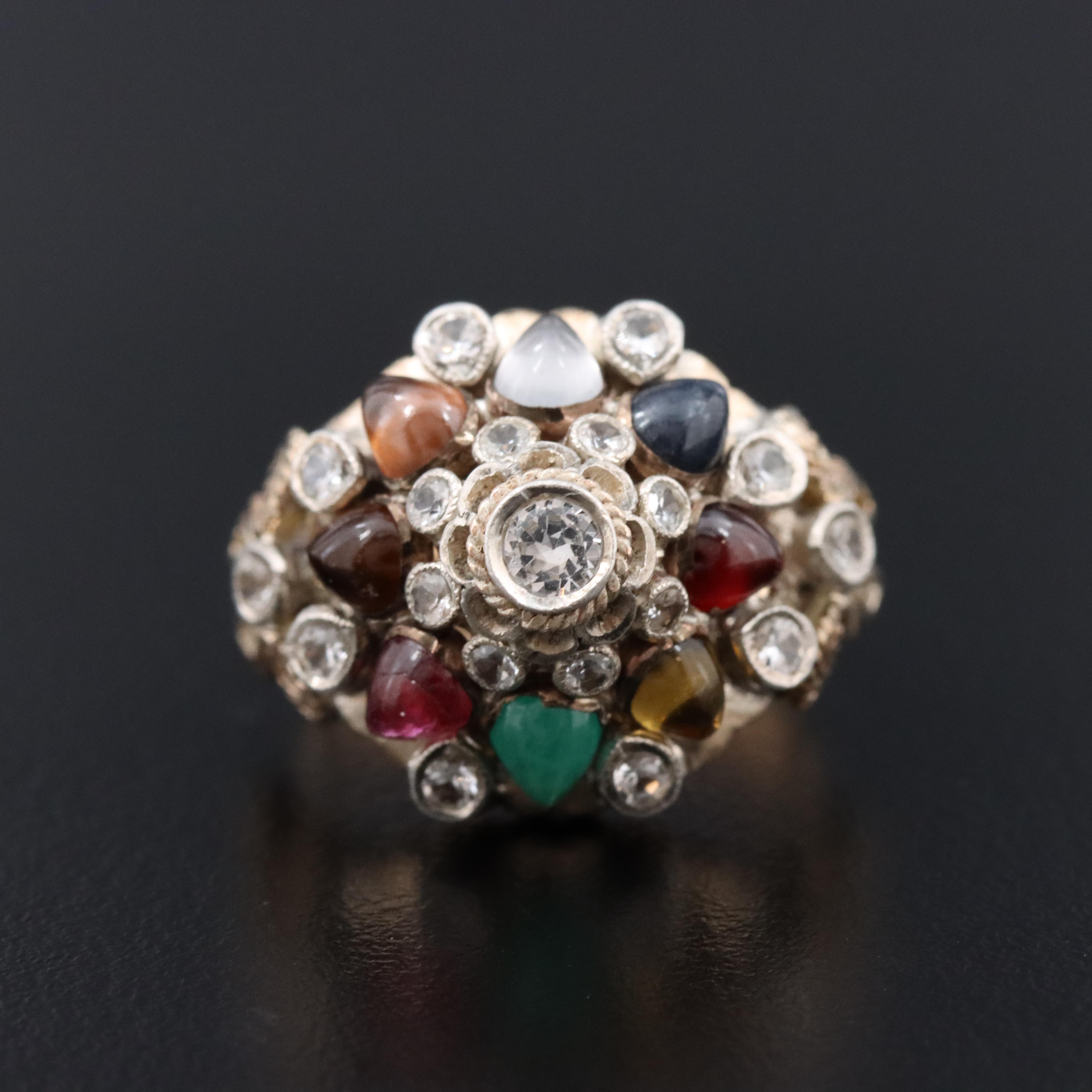 10K Thai Princess Ring with Sterling Settings