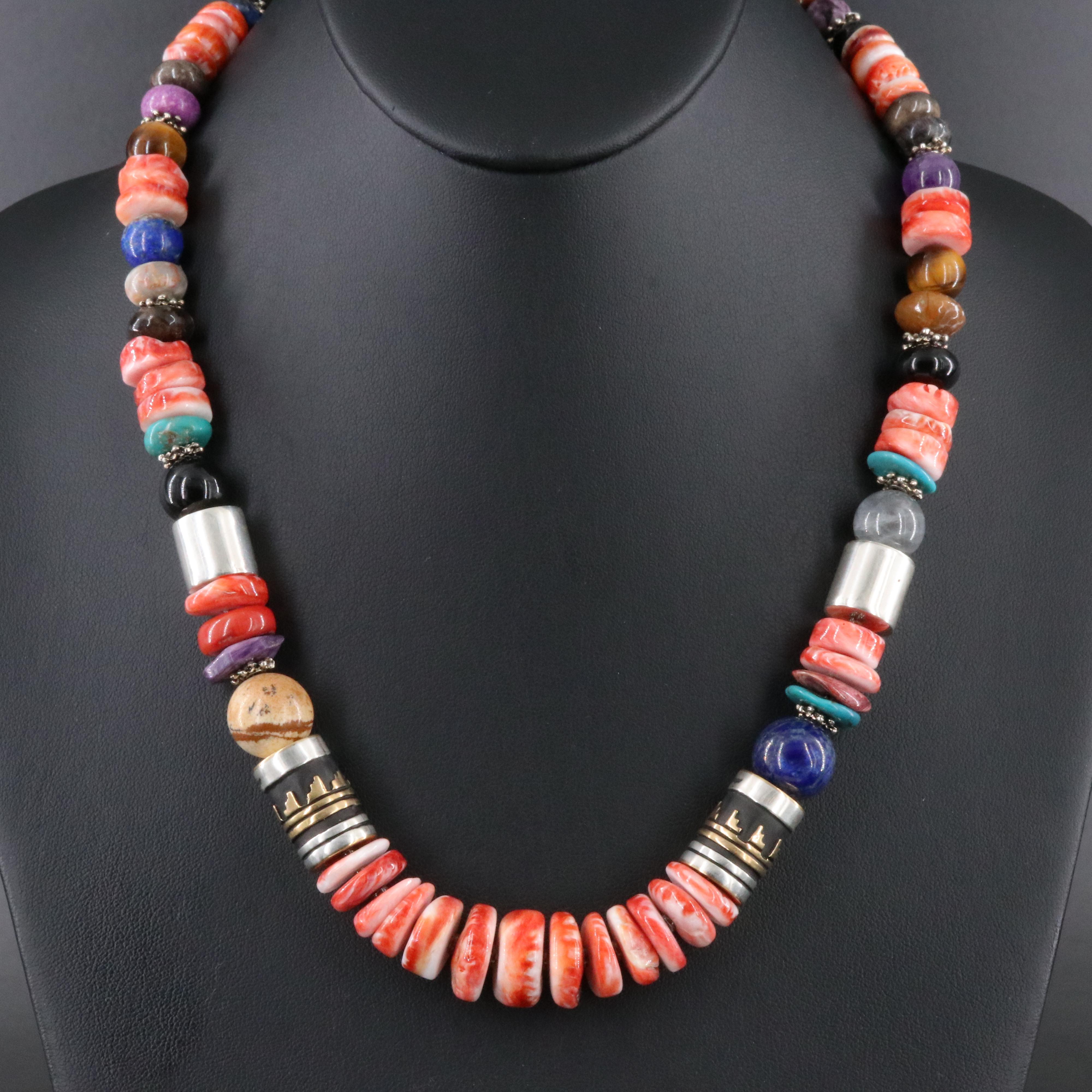 Tommy and Rosita Singer Navajo Diné Sterling Gemstone Necklace