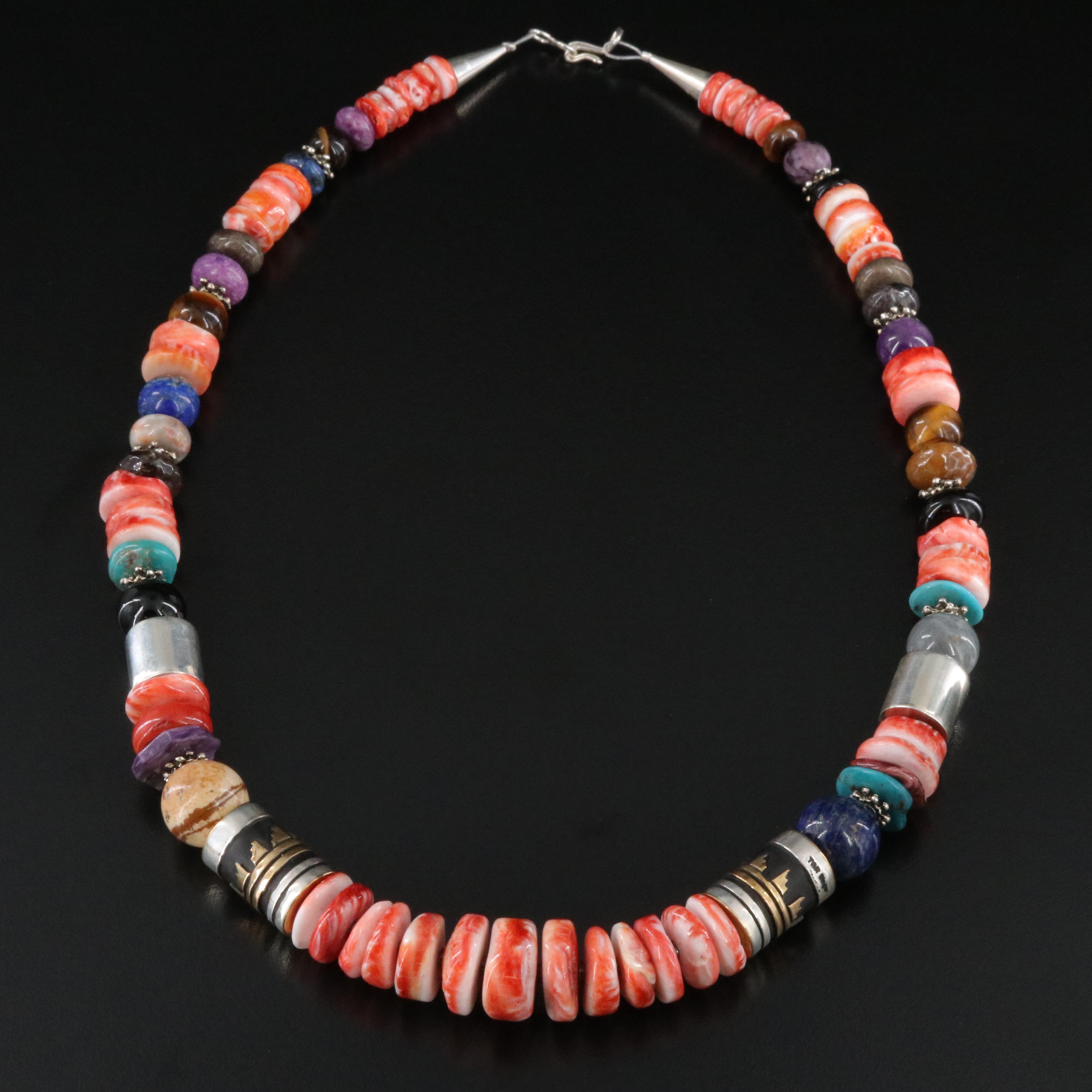 Tommy and Rosita Singer Navajo Diné Sterling Gemstone Necklace