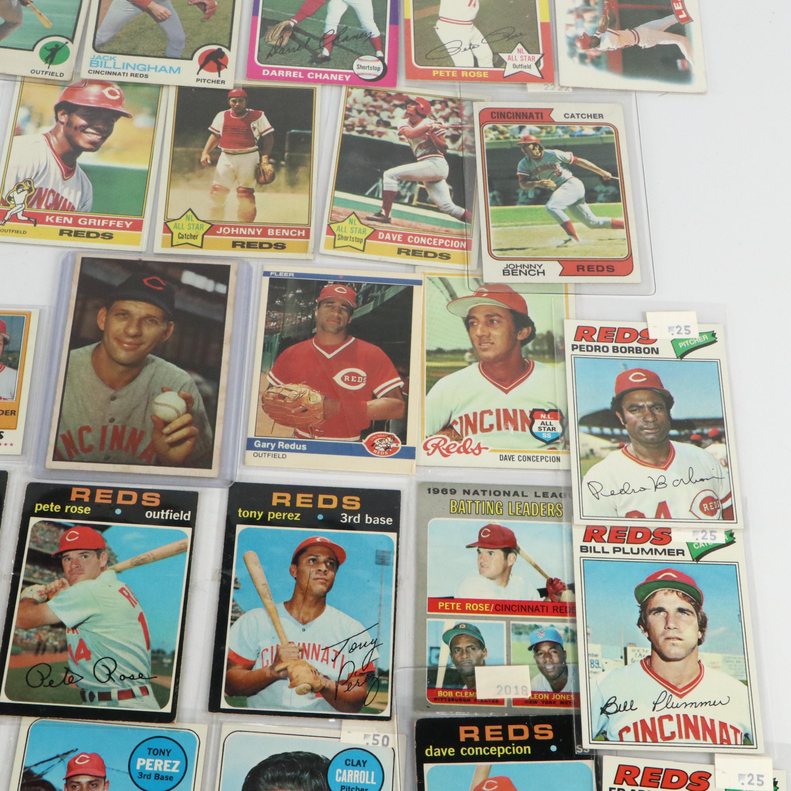 Cincinnati Reds Baseball Card Collection Featuring Pete Rose, Johnny Bench, More