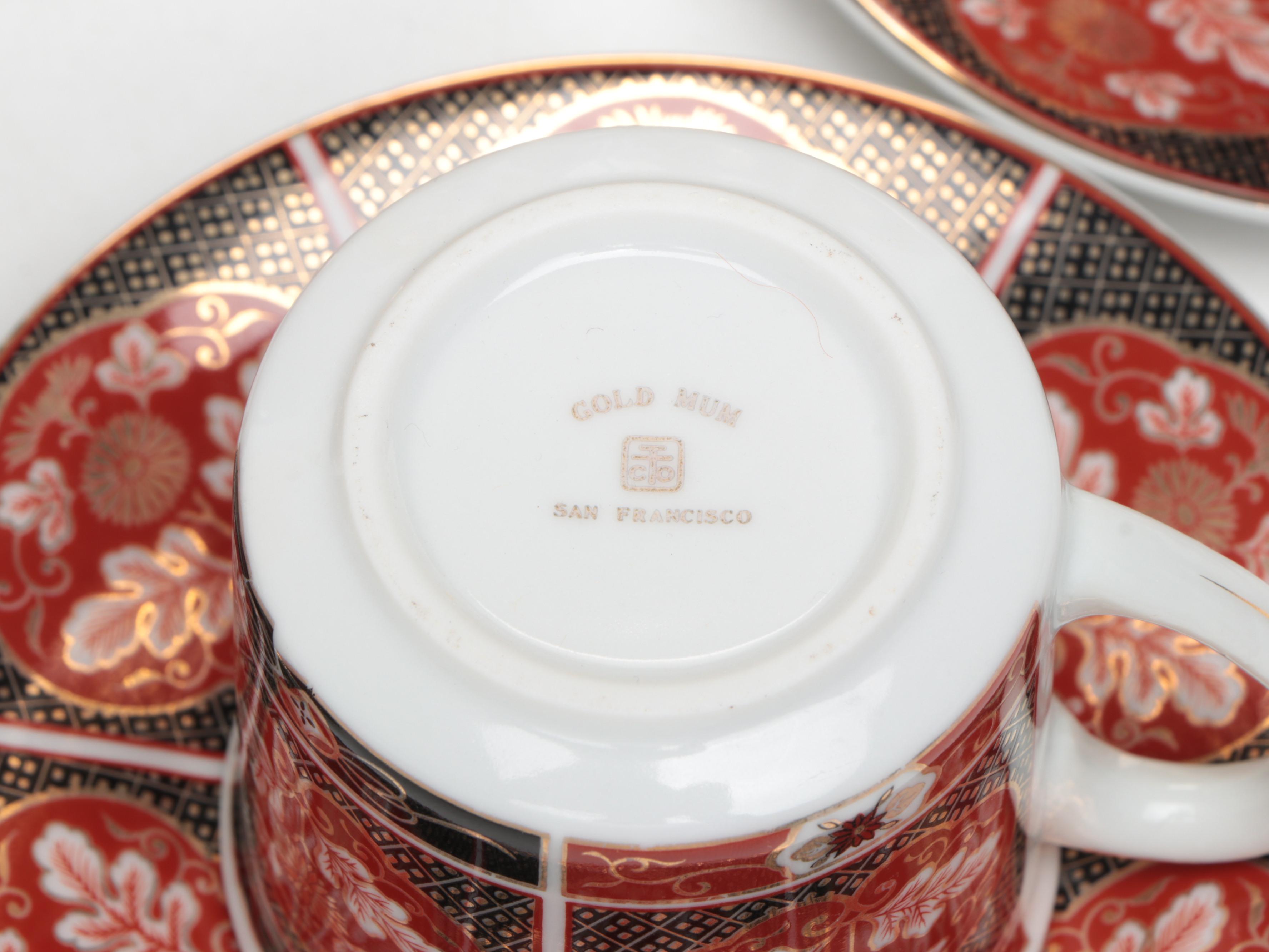 Takahashi Japanese Porcelain "Gold Mum" Dinnerware and Teapots