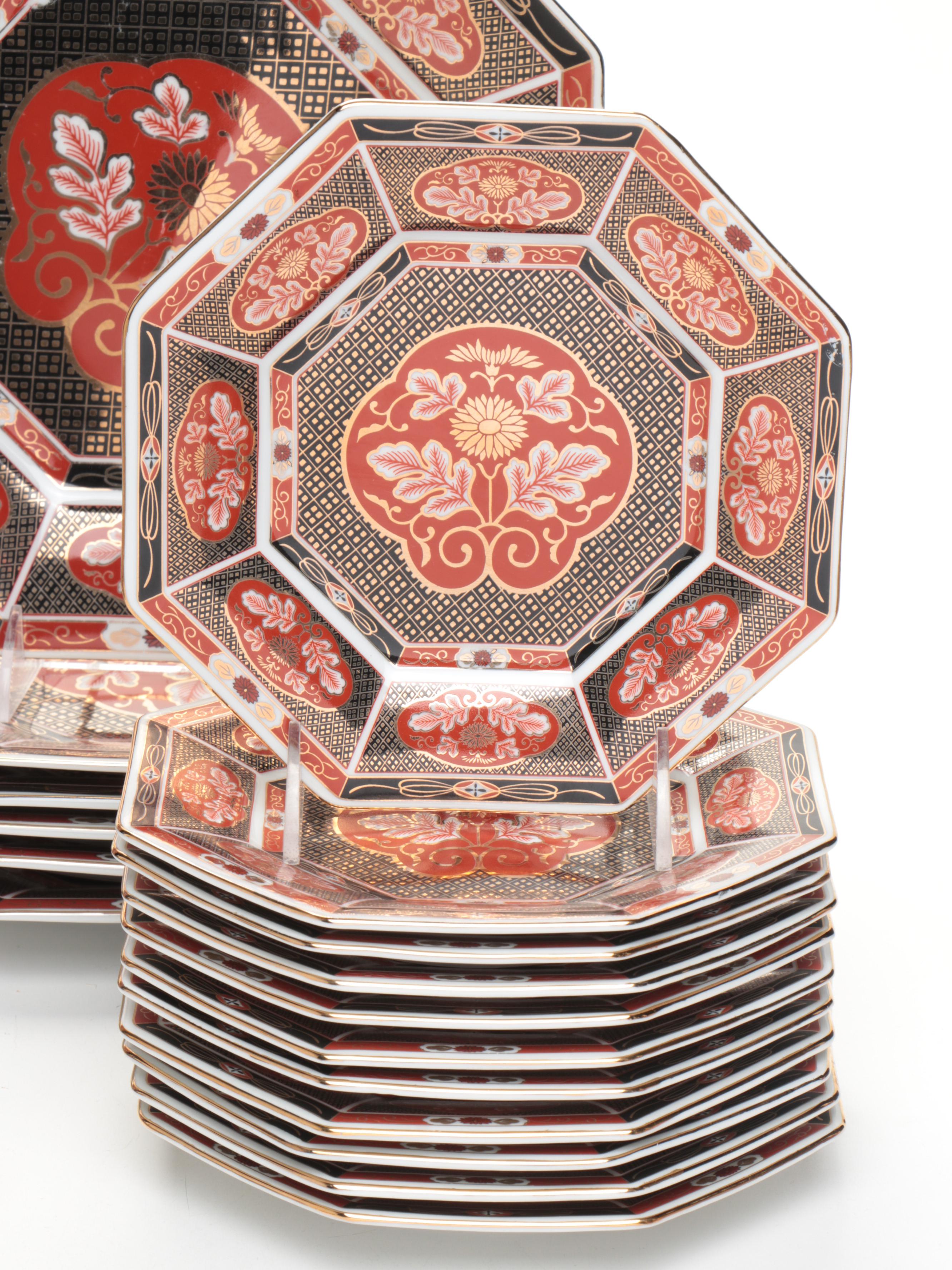 Takahashi Japanese Porcelain "Gold Mum" Dinnerware and Teapots