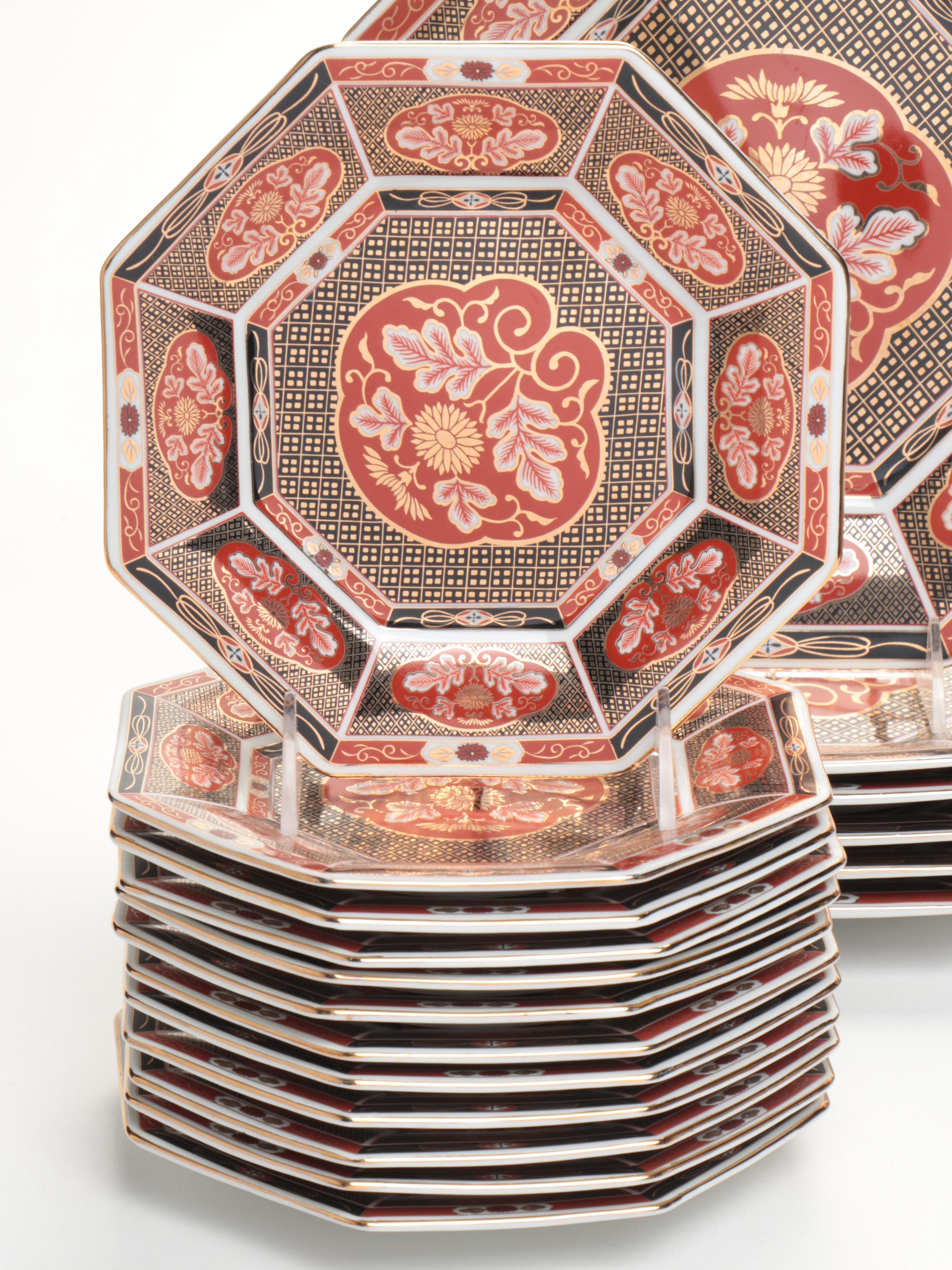 Takahashi Japanese Porcelain "Gold Mum" Dinnerware and Teapots