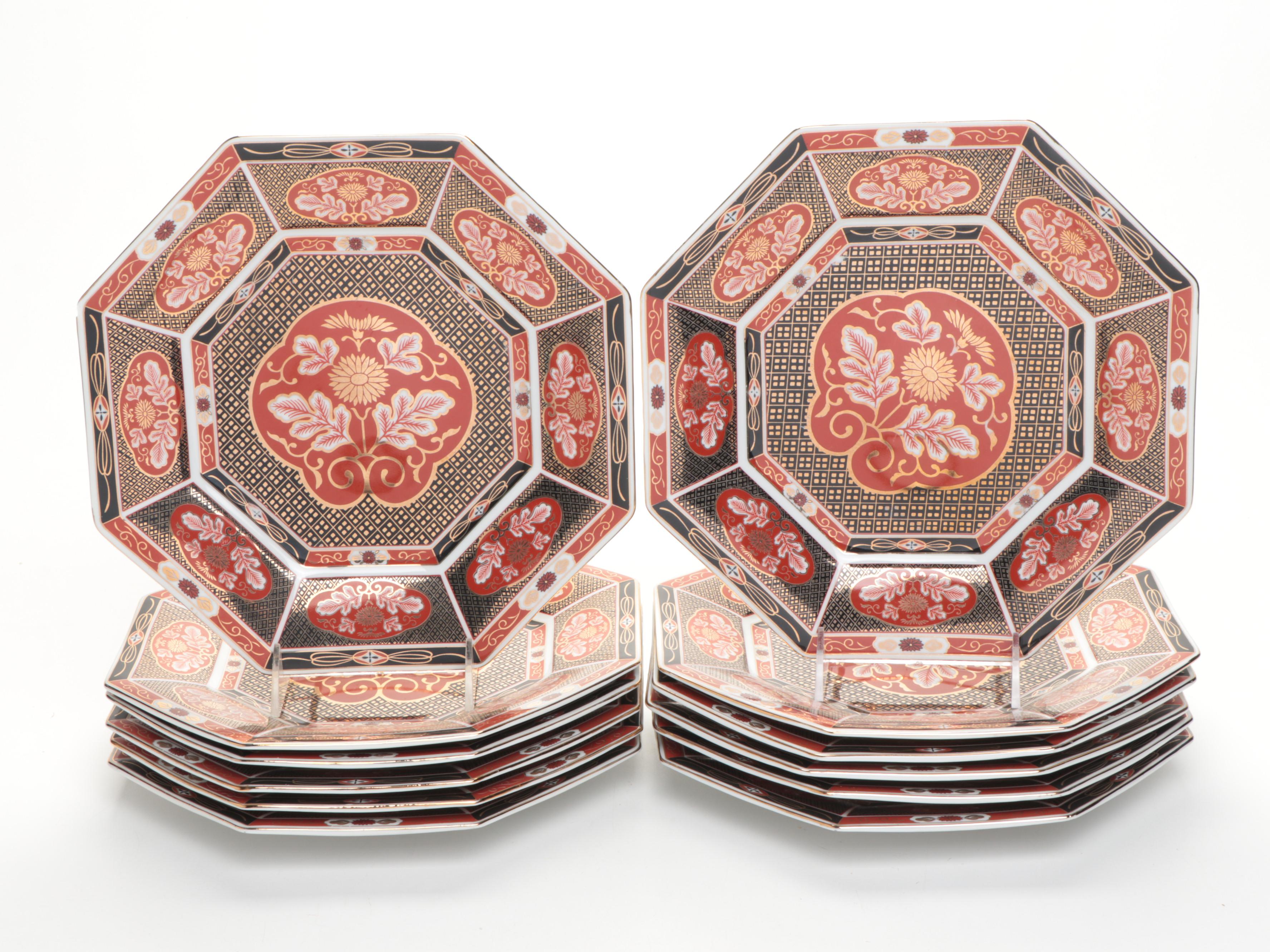 Takahashi Japanese Porcelain "Gold Mum" Dinnerware and Teapots