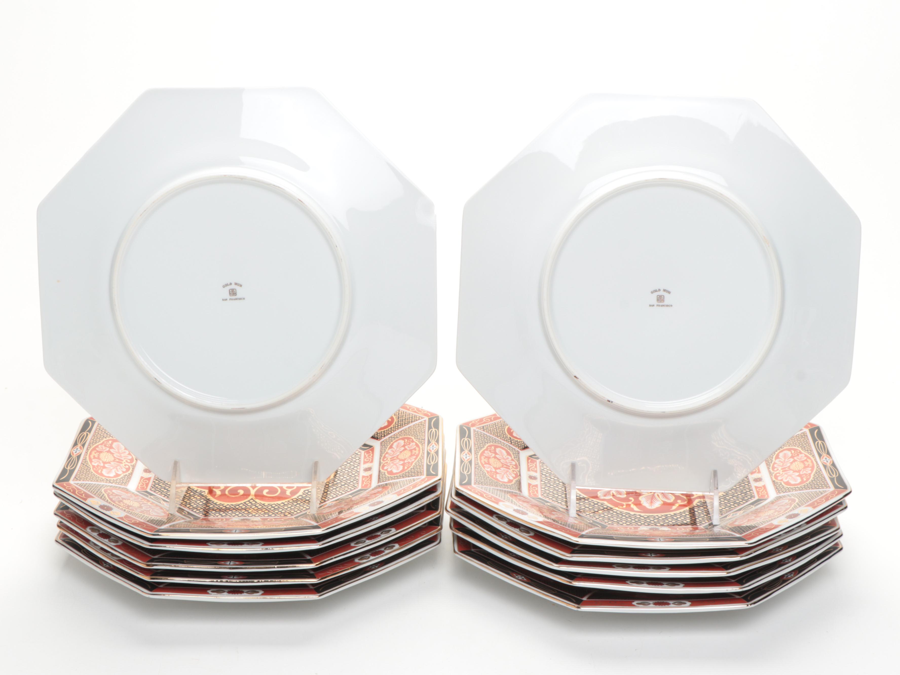 Takahashi Japanese Porcelain "Gold Mum" Dinnerware and Teapots