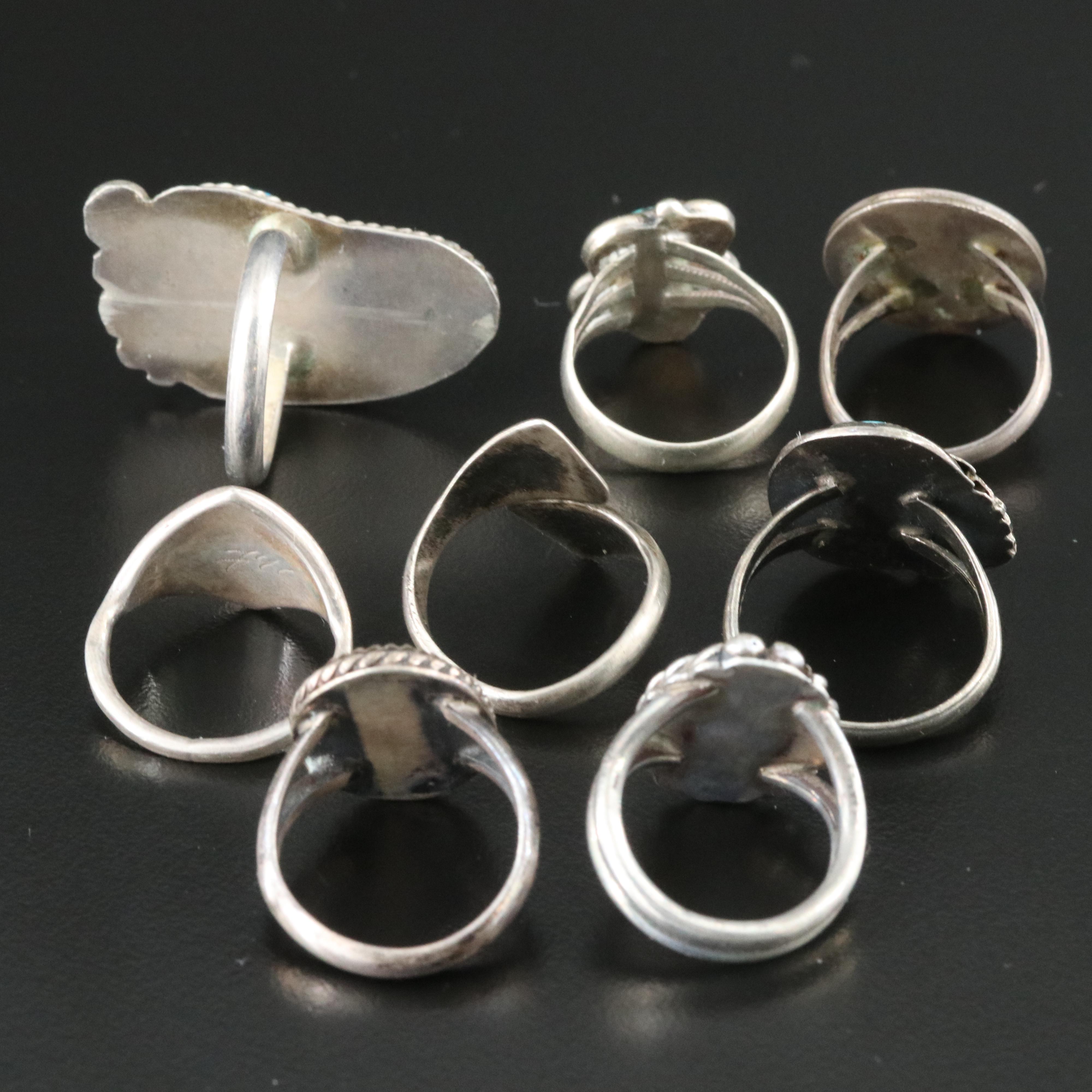 Southwestern & Western Style Sterling Gemstone Rings Including Turquoise & Coral