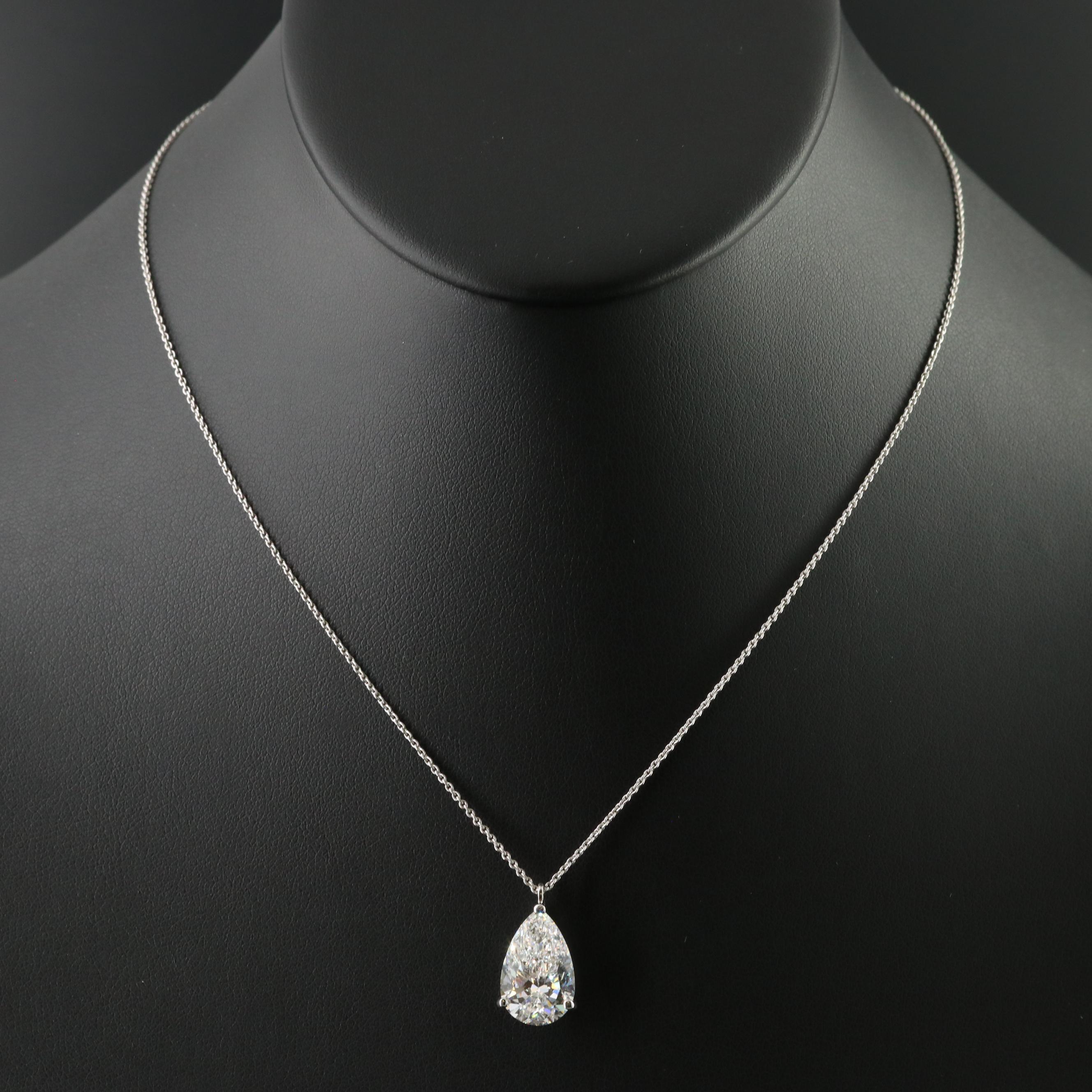 Platinum 5.06 CT Lab Grown Diamond Solitaire Pendant Necklace with IGI Report