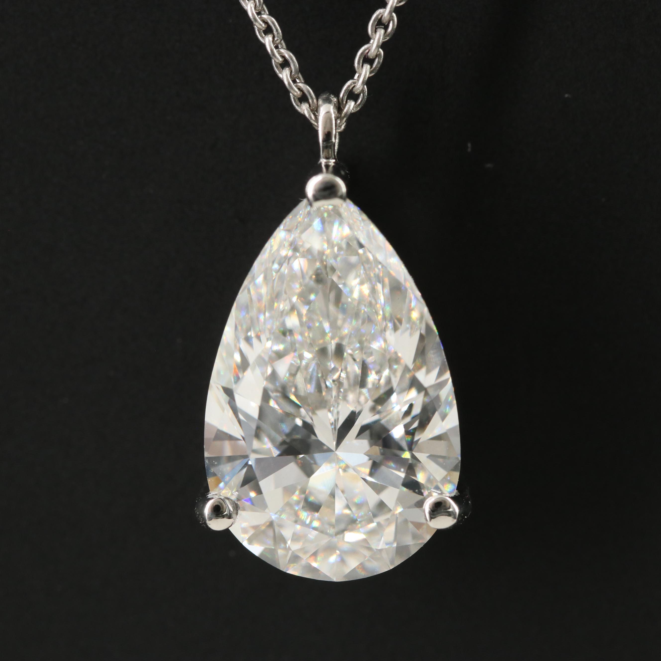 Platinum 5.06 CT Lab Grown Diamond Solitaire Pendant Necklace with IGI Report