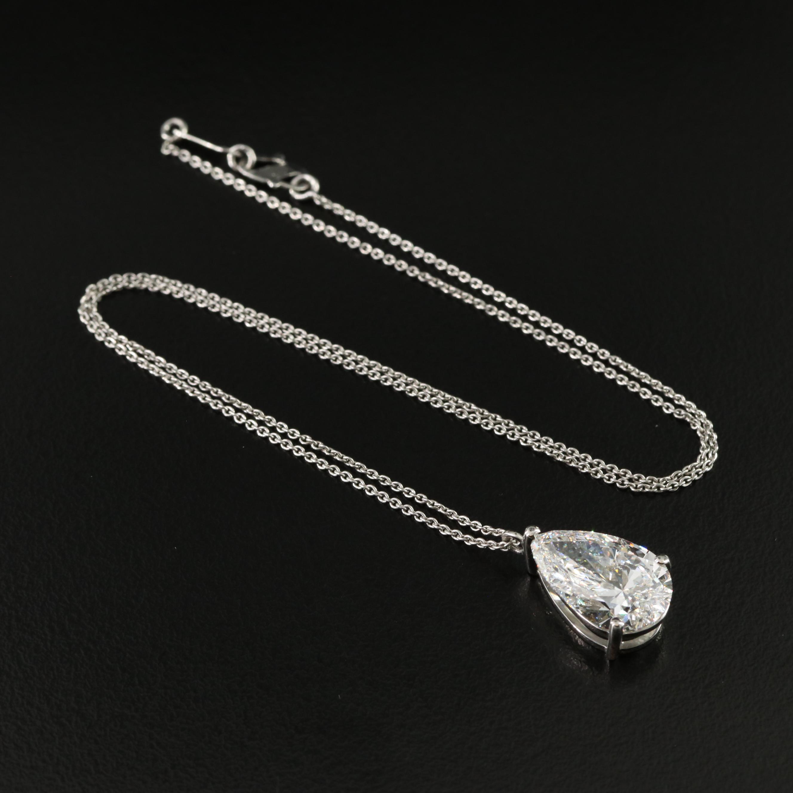 Platinum 5.06 CT Lab Grown Diamond Solitaire Pendant Necklace with IGI Report