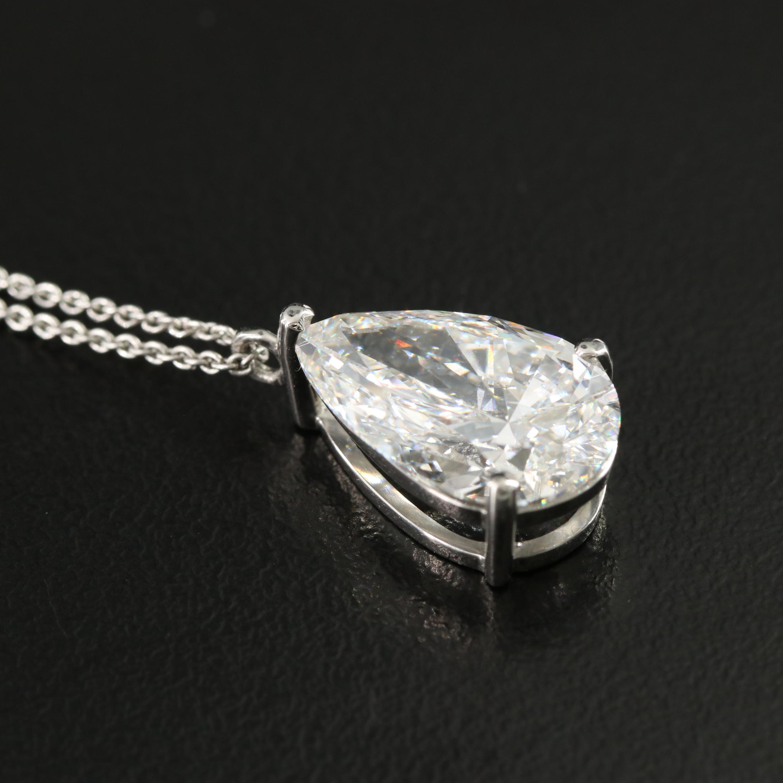 Platinum 5.06 CT Lab Grown Diamond Solitaire Pendant Necklace with IGI Report