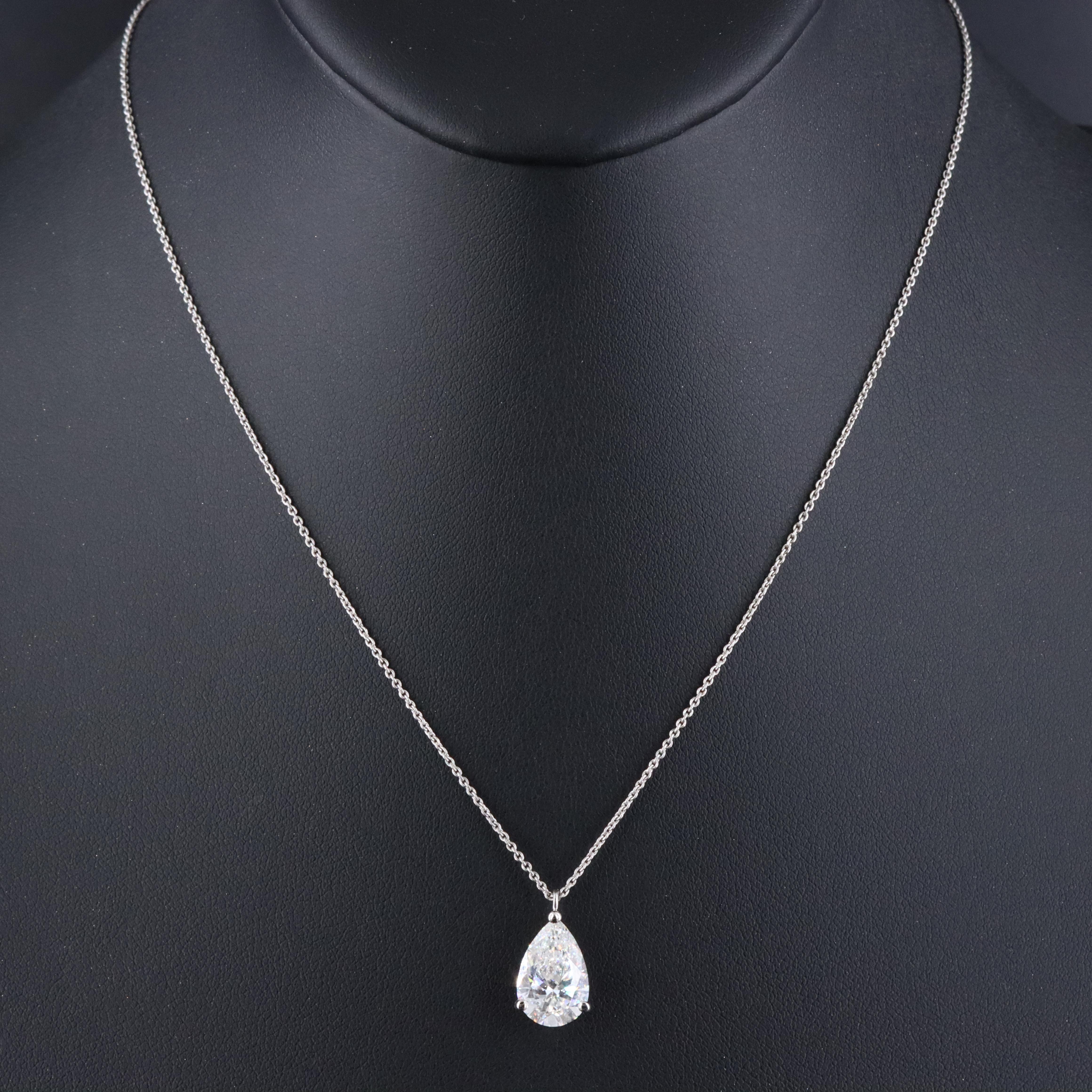 Platinum 3.10 CT Lab Grown Diamond Solitaire Pendant Necklace with IGI Report