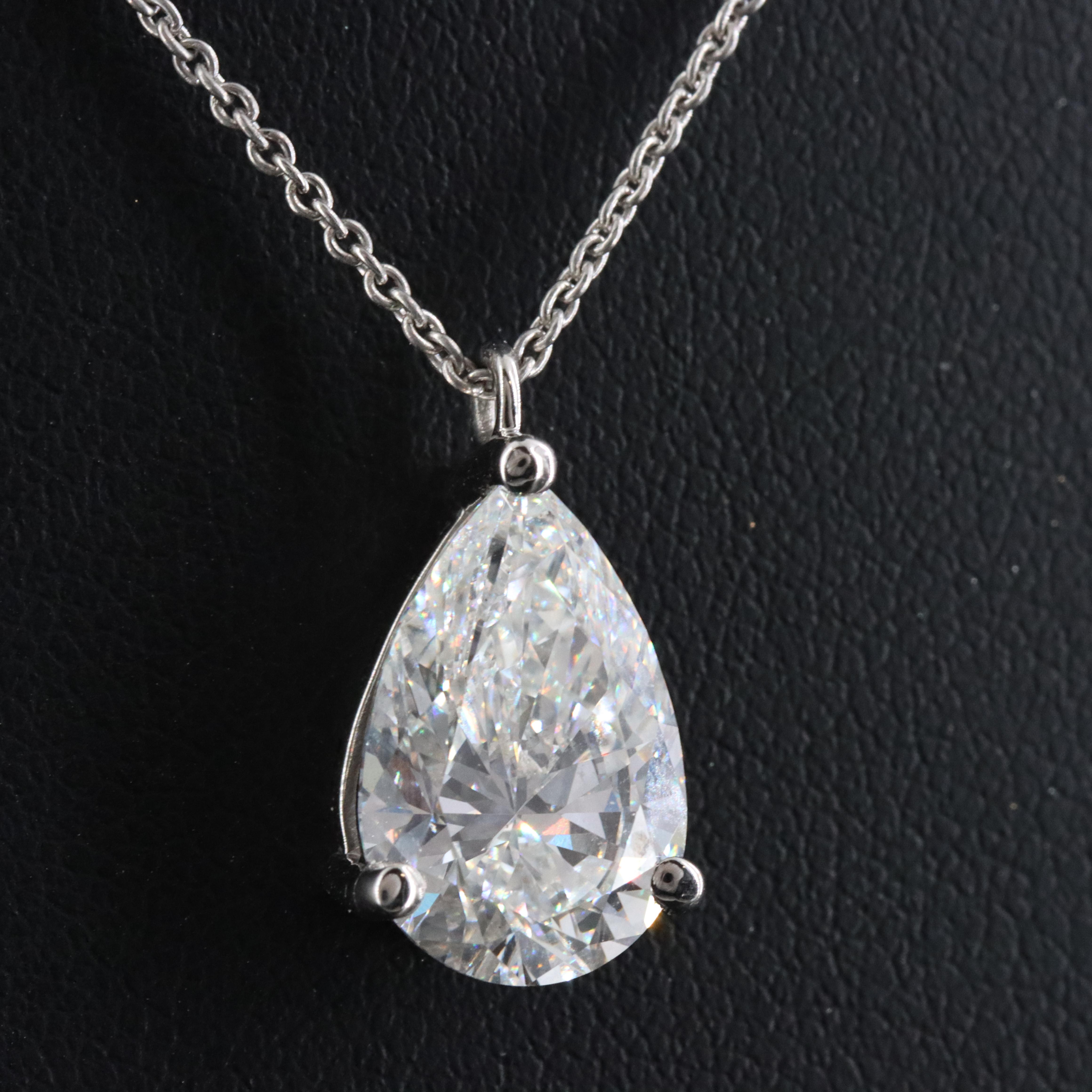 Platinum 3.10 CT Lab Grown Diamond Solitaire Pendant Necklace with IGI Report