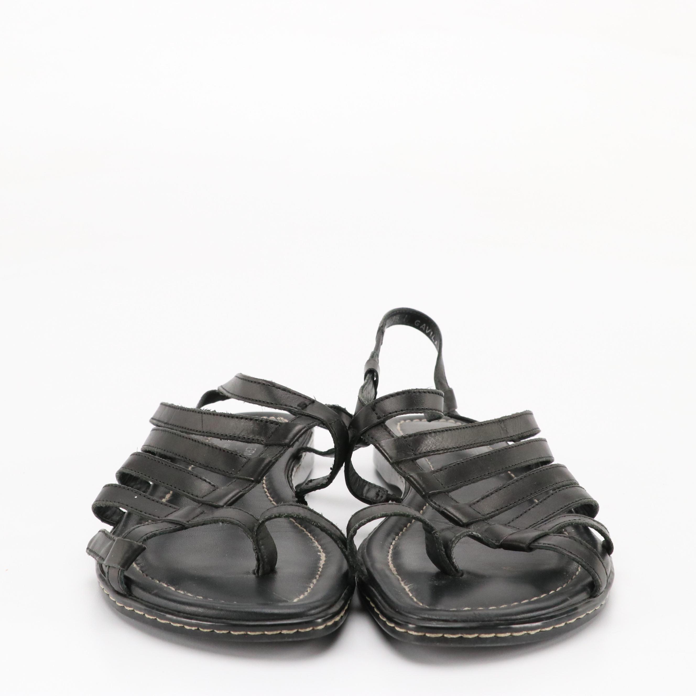 Donald J Pliner Woven Metallic and Strappy Black Leather Sandals