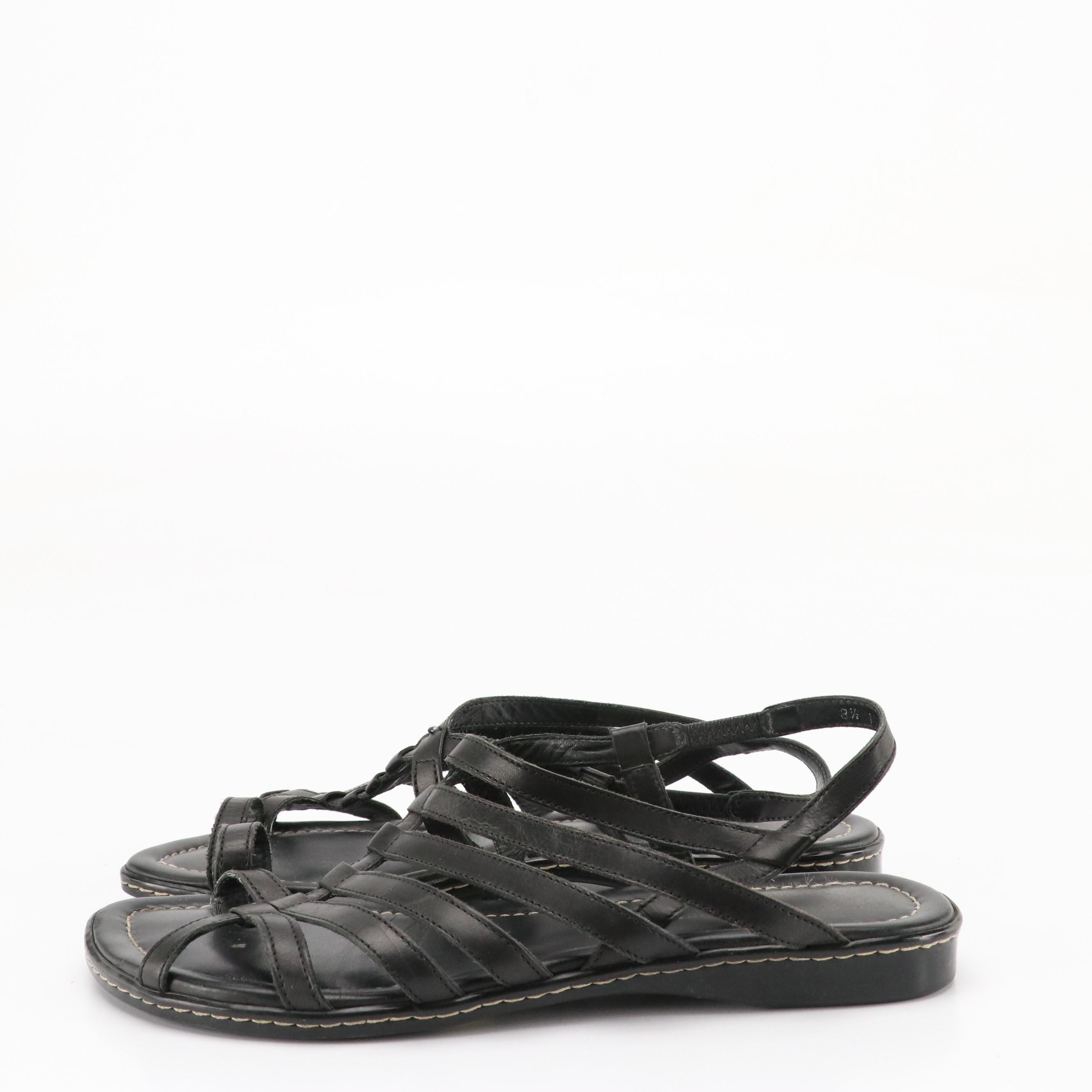 Donald J Pliner Woven Metallic and Strappy Black Leather Sandals