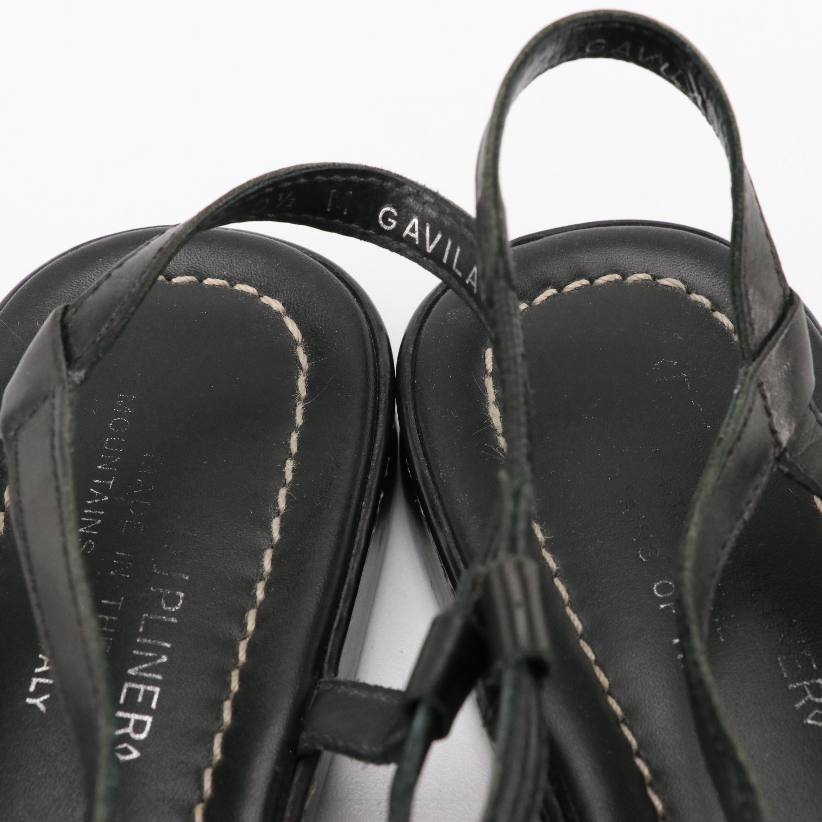 Donald J Pliner Woven Metallic and Strappy Black Leather Sandals