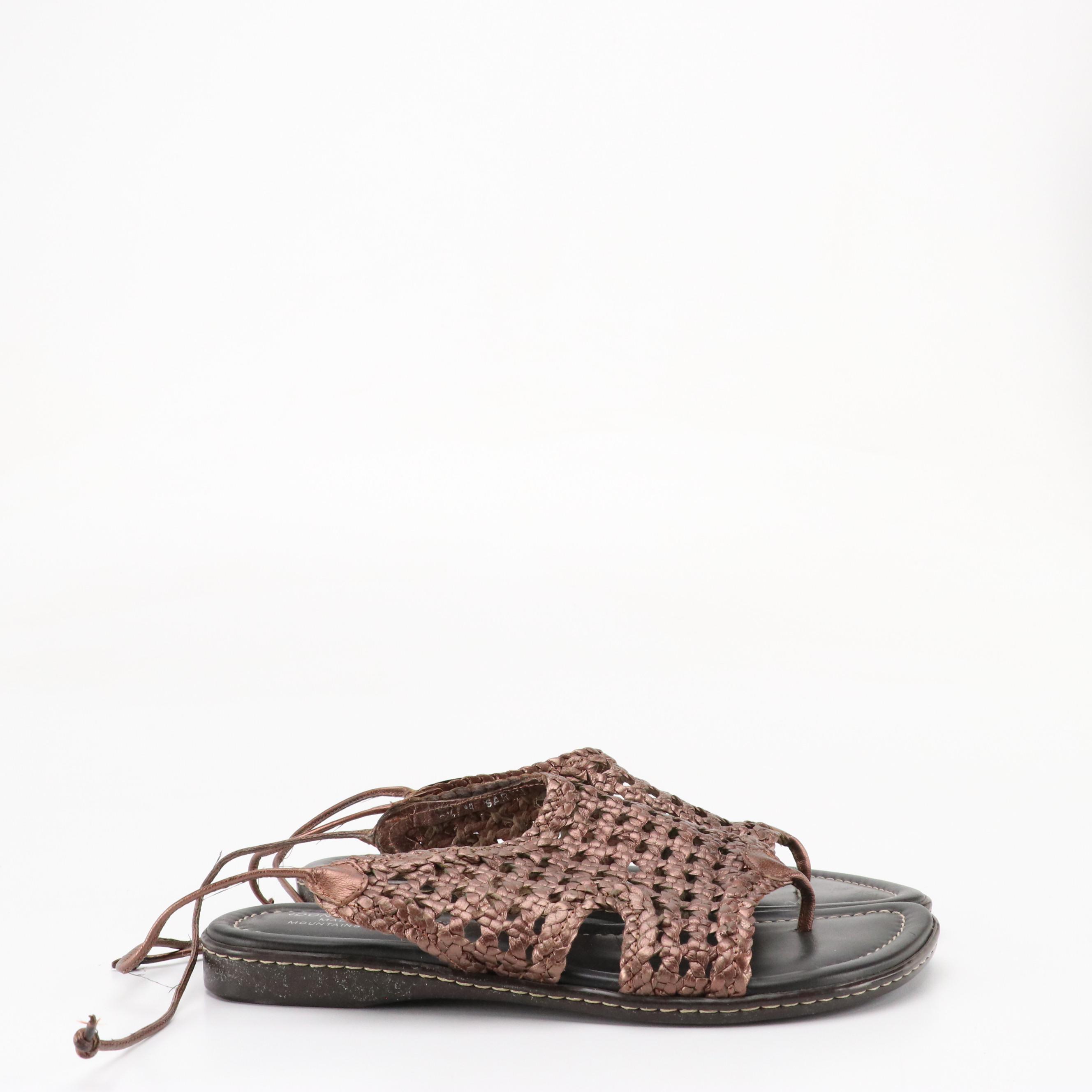 Donald J Pliner Woven Metallic and Strappy Black Leather Sandals