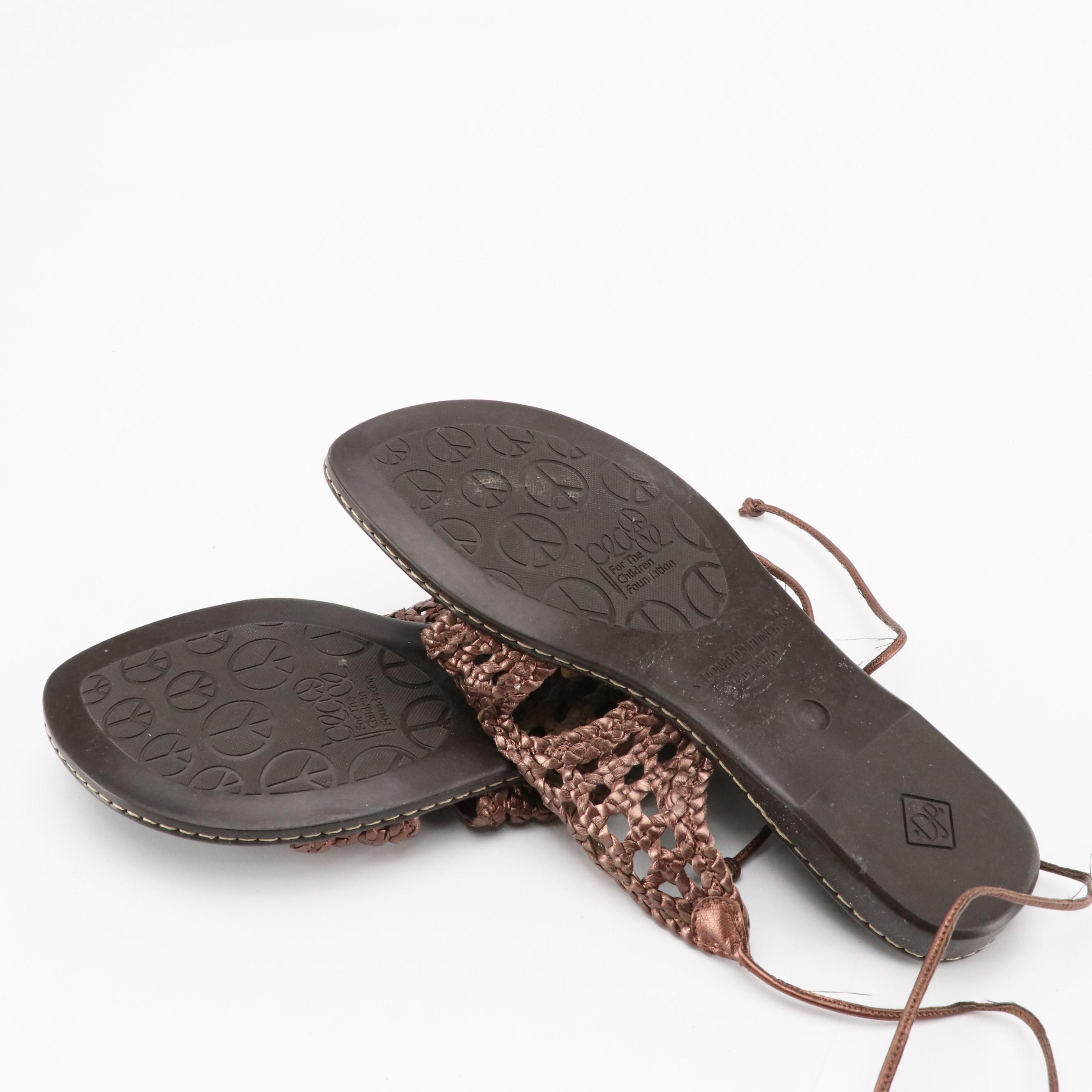 Donald J Pliner Woven Metallic and Strappy Black Leather Sandals