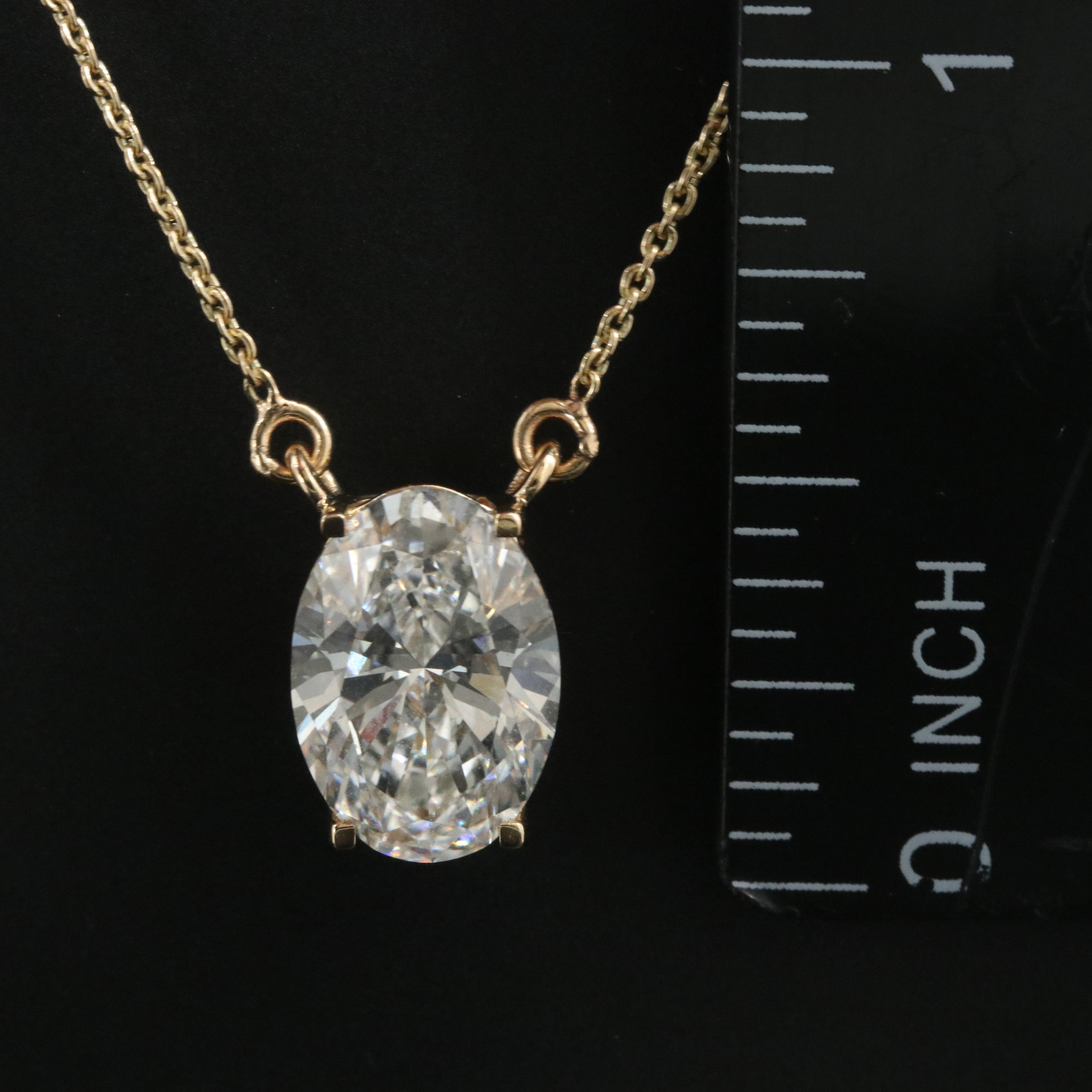 18K 3.03 CT Lab Grown Diamond Solitaire Pendant Necklace with IGI Report