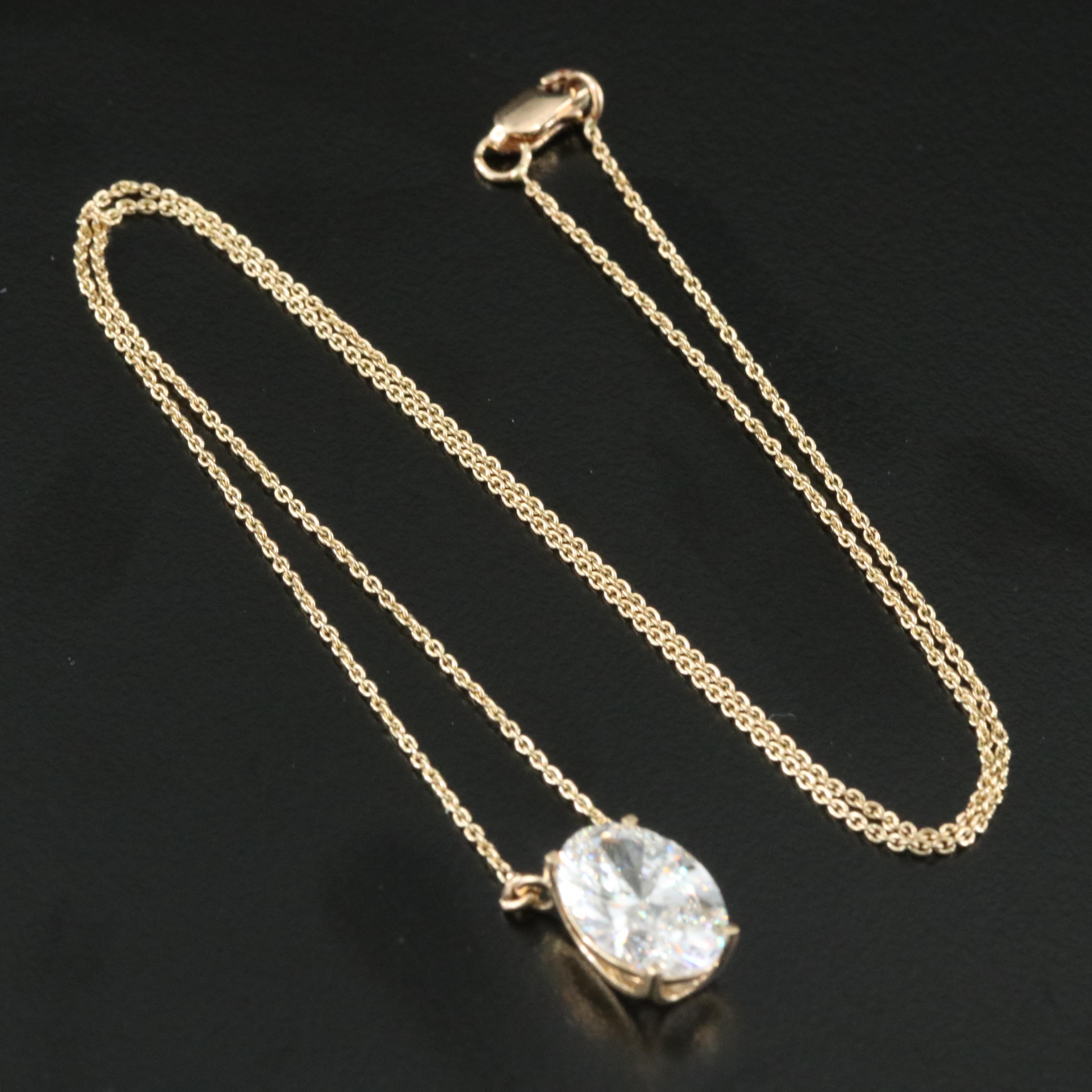 18K 3.03 CT Lab Grown Diamond Solitaire Pendant Necklace with IGI Report