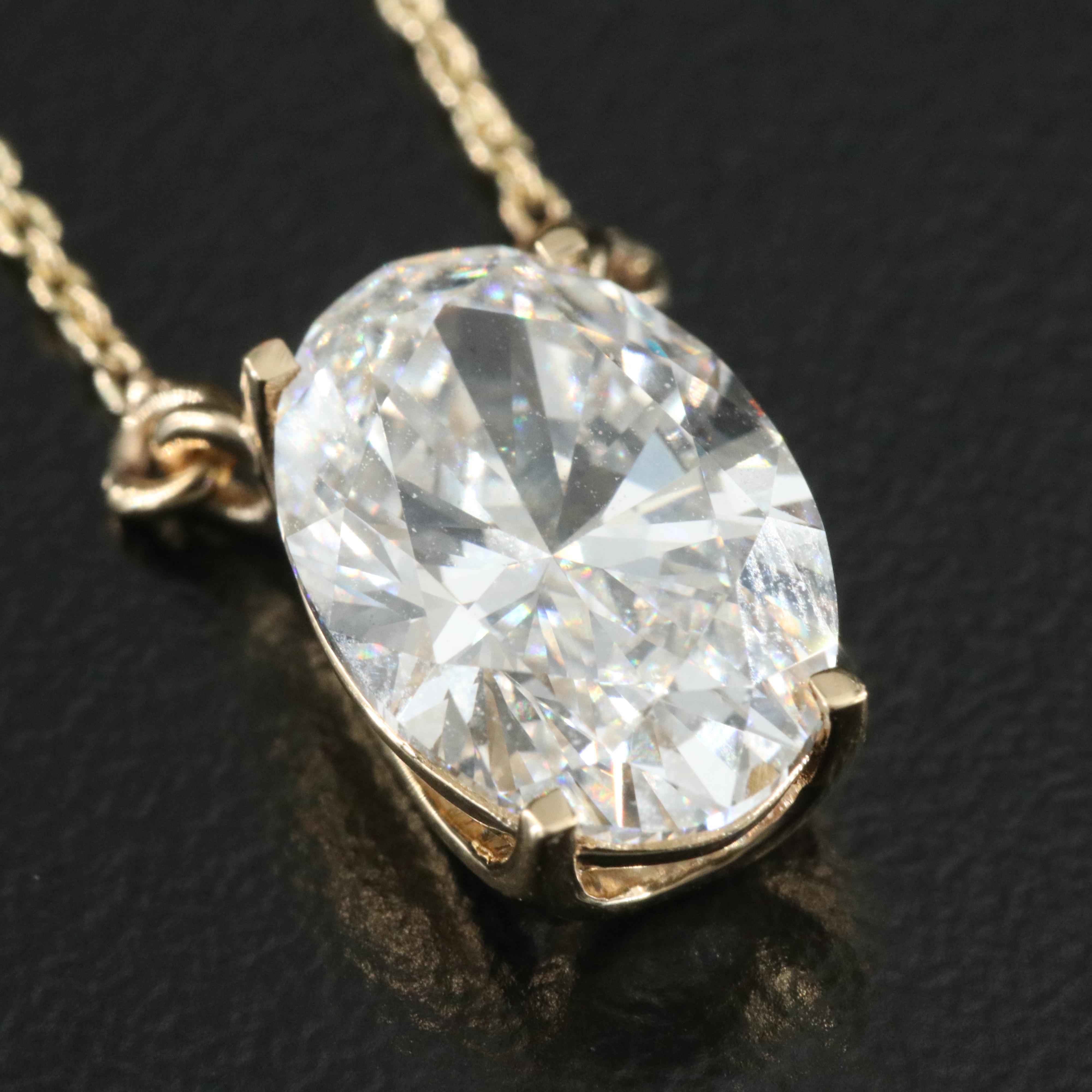 18K 3.03 CT Lab Grown Diamond Solitaire Pendant Necklace with IGI Report