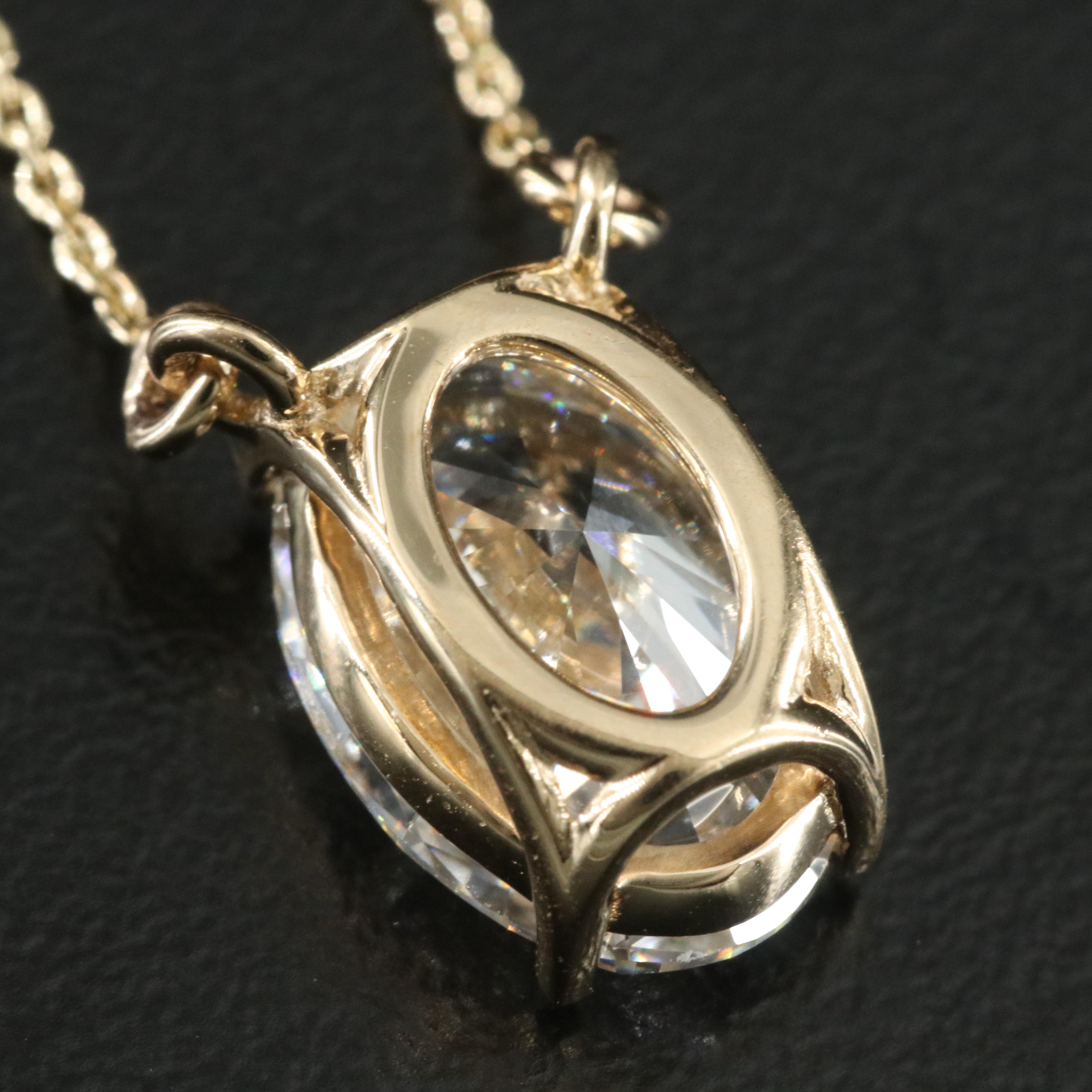 18K 3.03 CT Lab Grown Diamond Solitaire Pendant Necklace with IGI Report