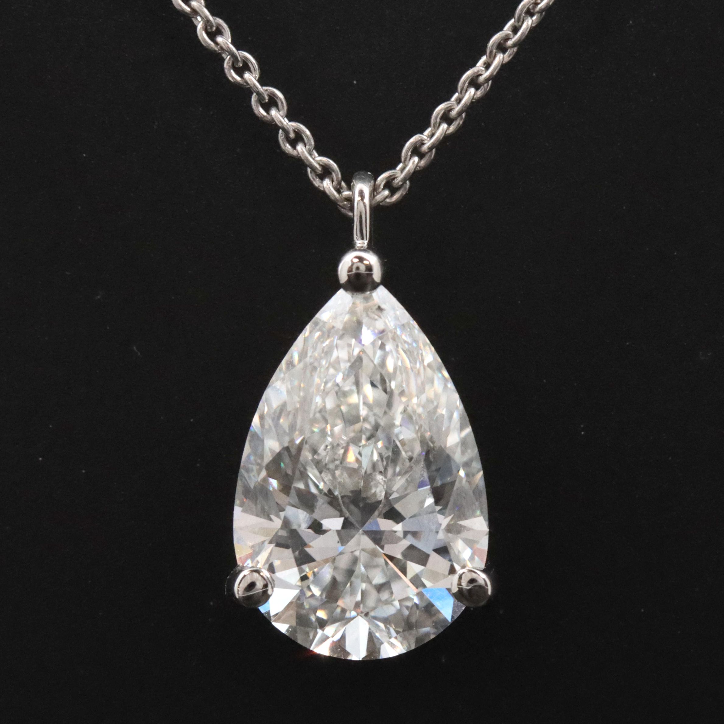 Platinum 3.10 CT Lab Grown Diamond Solitaire Pendant Necklace with IGI Report