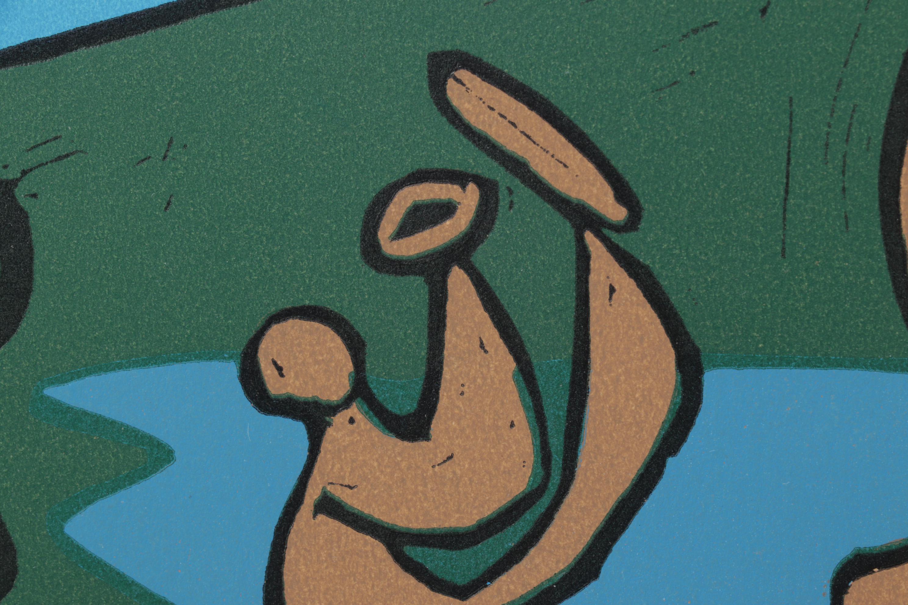 Pablo Picasso Color Linocut "Bacanal Con Toro Negro" 1962