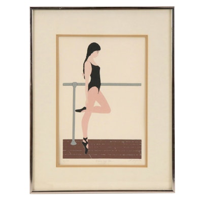 Lorraine Bajor Serigraph "Warming Up," 1981 Lorraine Bajor Serigraph "Warming Up," 1981