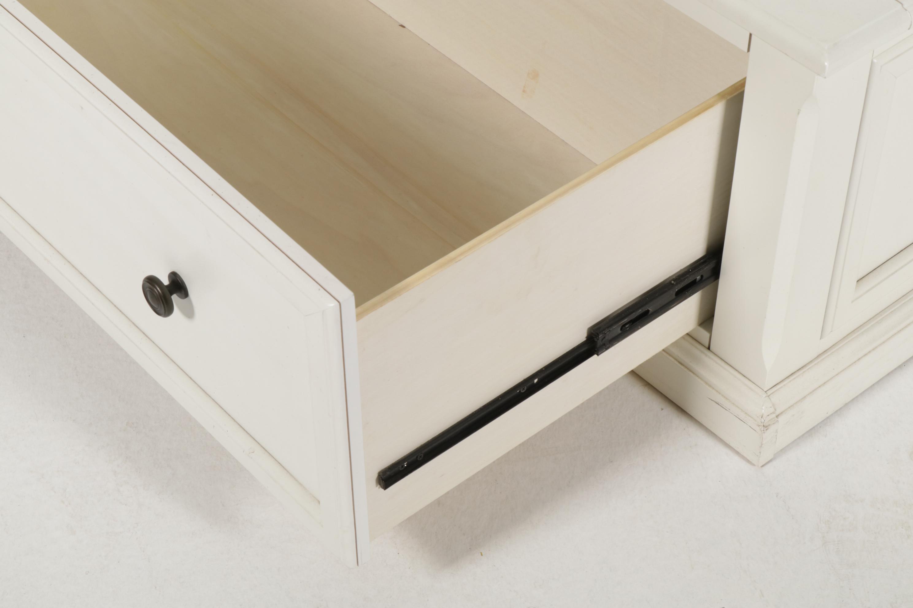 American Signature King Size Bed Frame with Storage Drawers, 21st Century